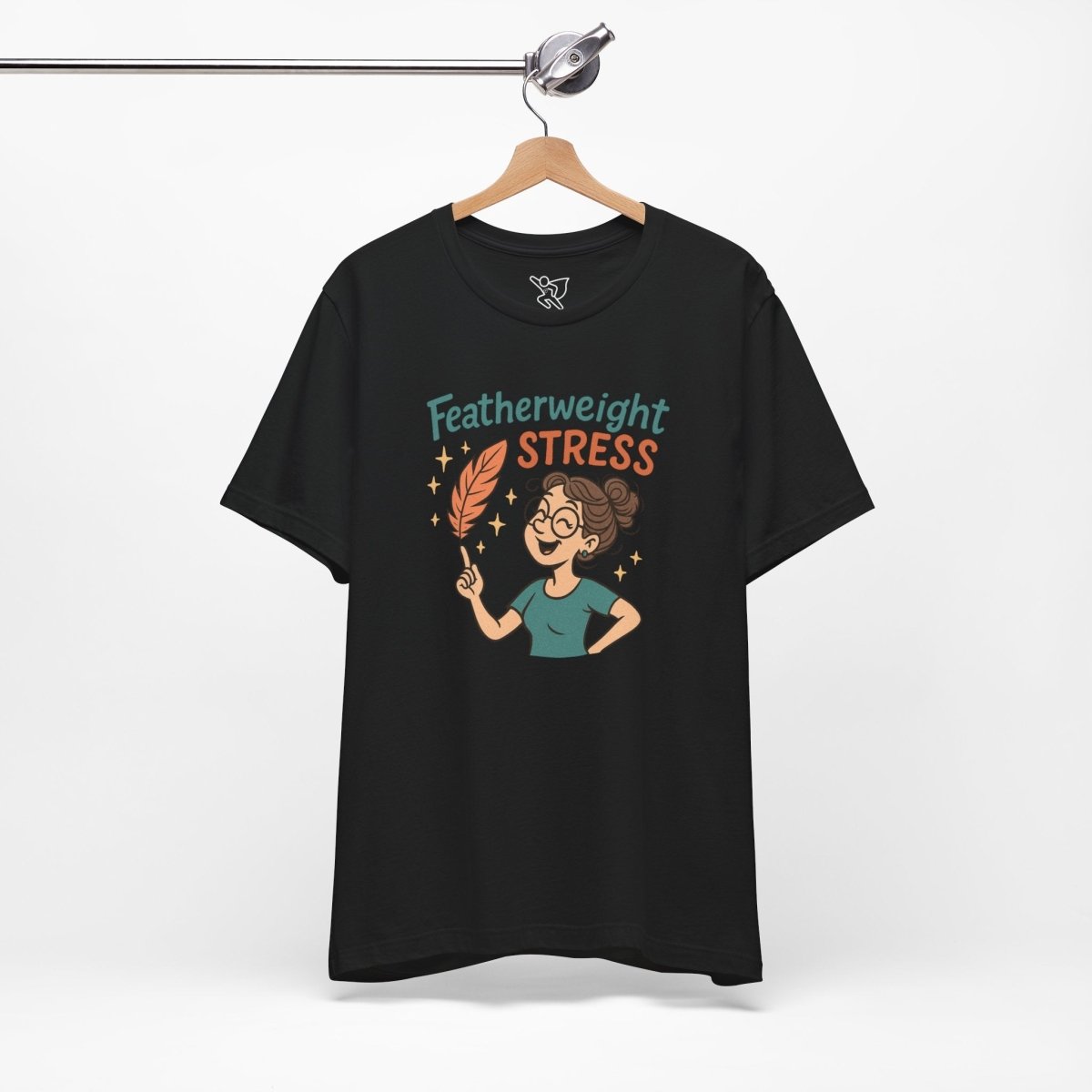 "Featherweight Stress" Unisex Tee, Funny Graphic T-Shirt, Relaxation Shirt, Gift for Mental Health Awareness, Cute Casual Wear - MINDSet Collection - AI Tee Hero