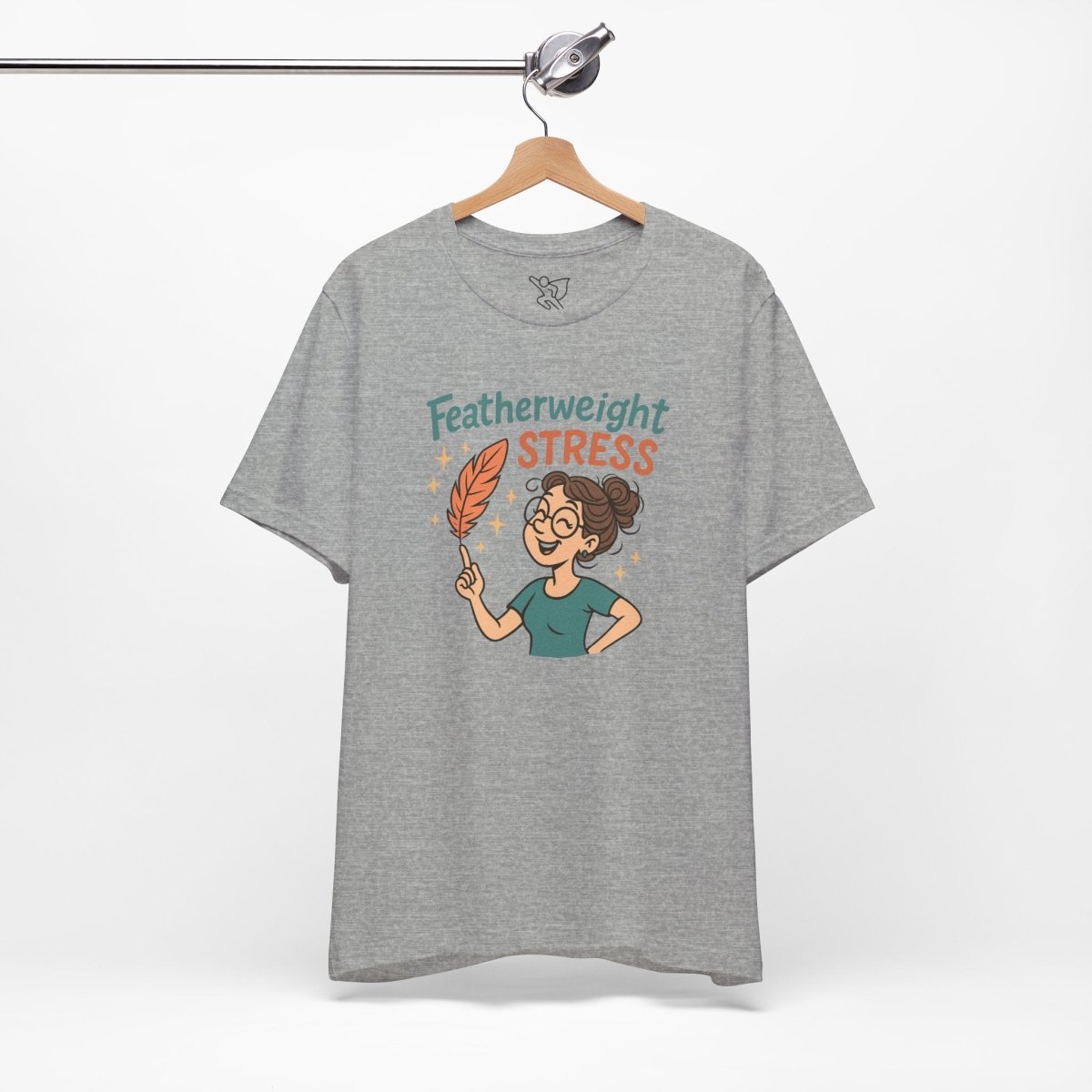 "Featherweight Stress" Unisex Tee, Funny Graphic T-Shirt, Relaxation Shirt, Gift for Mental Health Awareness, Cute Casual Wear - MINDSet Collection - AI Tee Hero