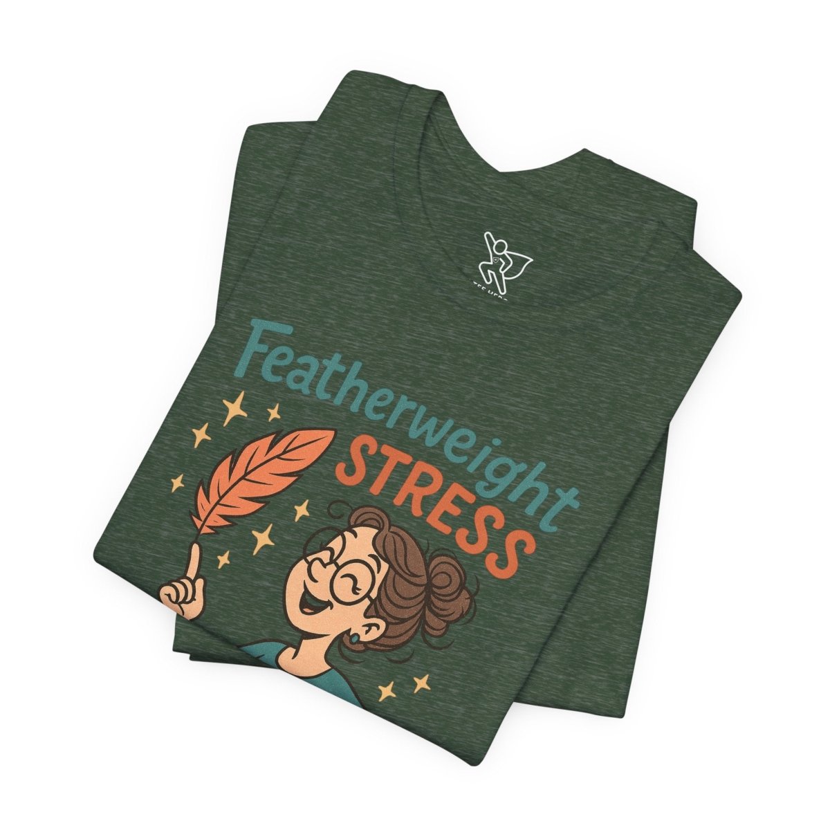 "Featherweight Stress" Unisex Tee, Funny Graphic T-Shirt, Relaxation Shirt, Gift for Mental Health Awareness, Cute Casual Wear - MINDSet Collection - AI Tee Hero