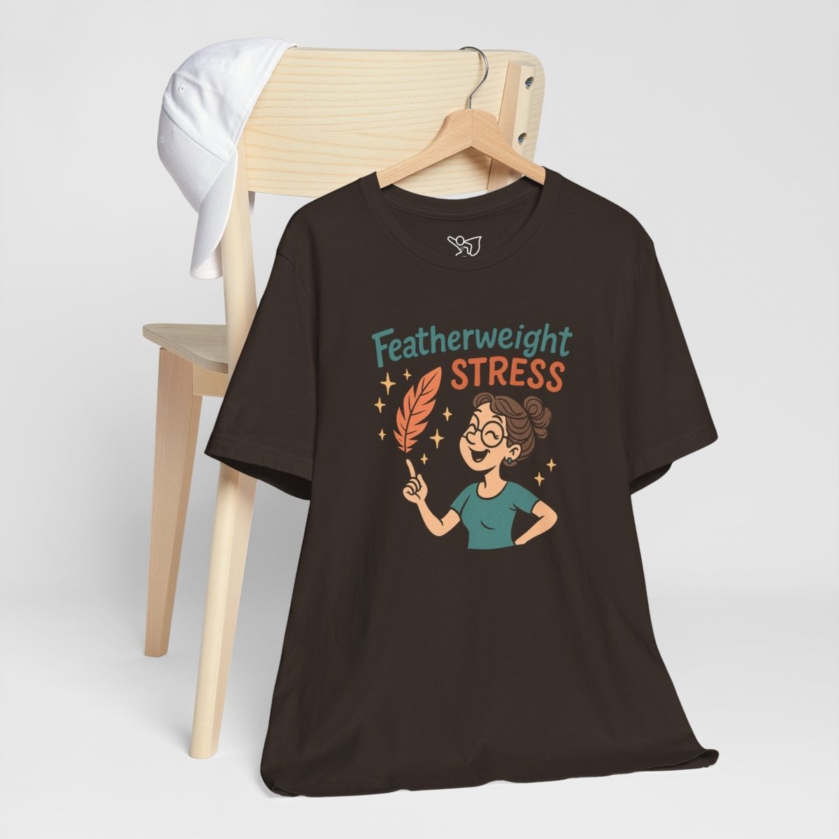 "Featherweight Stress" Unisex Tee, Funny Graphic T-Shirt, Relaxation Shirt, Gift for Mental Health Awareness, Cute Casual Wear - MINDSet Collection - AI Tee Hero