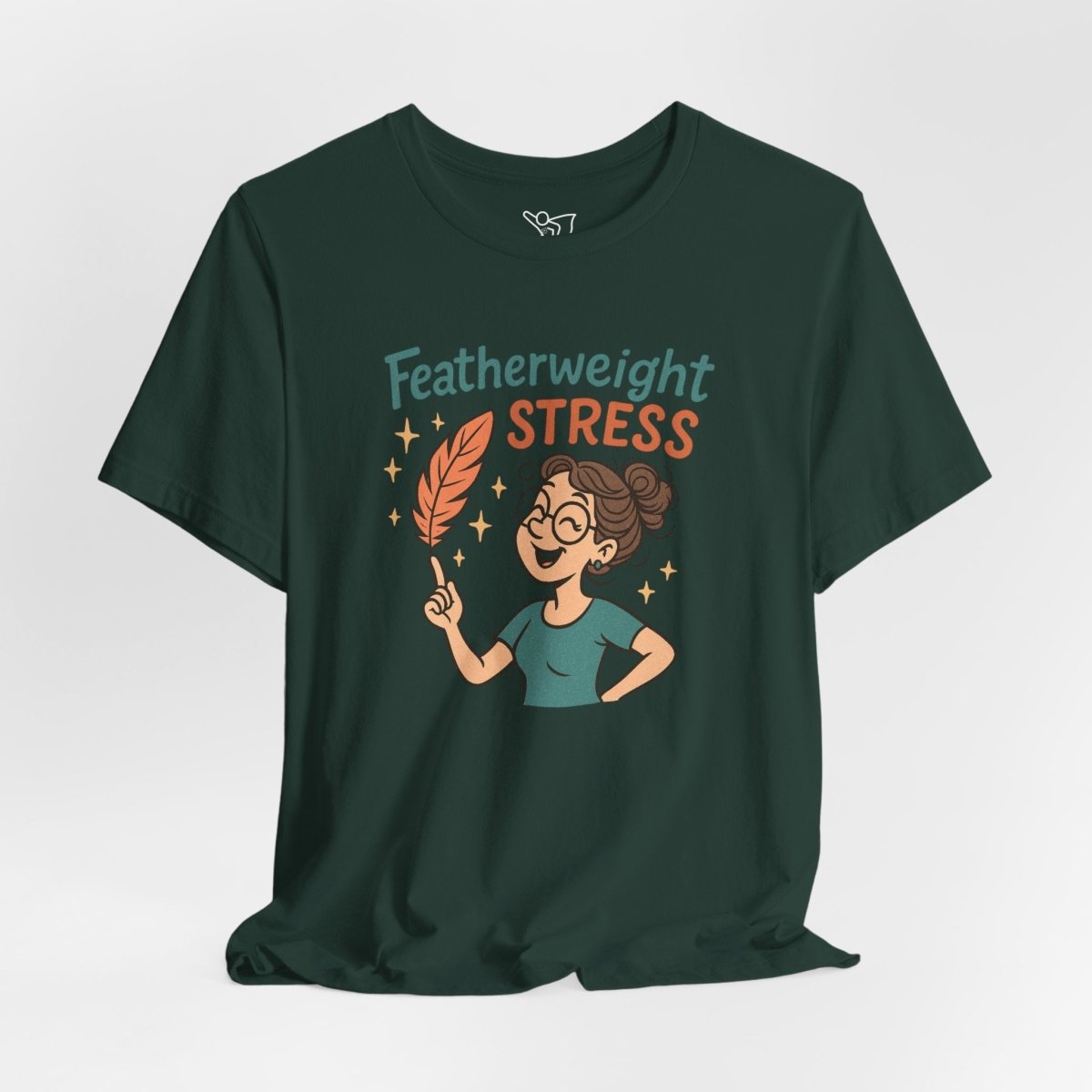 "Featherweight Stress" Unisex Tee, Funny Graphic T-Shirt, Relaxation Shirt, Gift for Mental Health Awareness, Cute Casual Wear - MINDSet Collection - AI Tee Hero