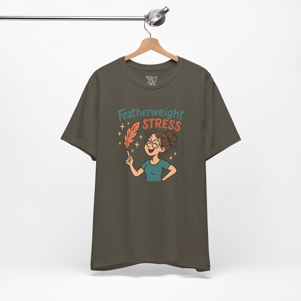 "Featherweight Stress" Unisex Tee, Funny Graphic T-Shirt, Relaxation Shirt, Gift for Mental Health Awareness, Cute Casual Wear - MINDSet Collection - AI Tee Hero