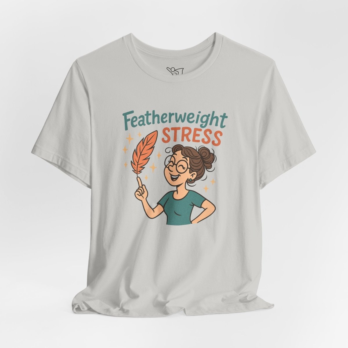 "Featherweight Stress" Unisex Tee, Funny Graphic T-Shirt, Relaxation Shirt, Gift for Mental Health Awareness, Cute Casual Wear - MINDSet Collection - AI Tee Hero