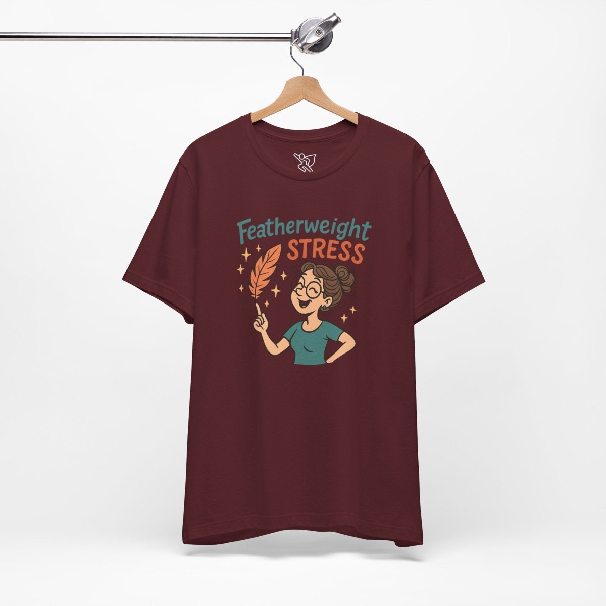 "Featherweight Stress" Unisex Tee, Funny Graphic T-Shirt, Relaxation Shirt, Gift for Mental Health Awareness, Cute Casual Wear - MINDSet Collection - AI Tee Hero