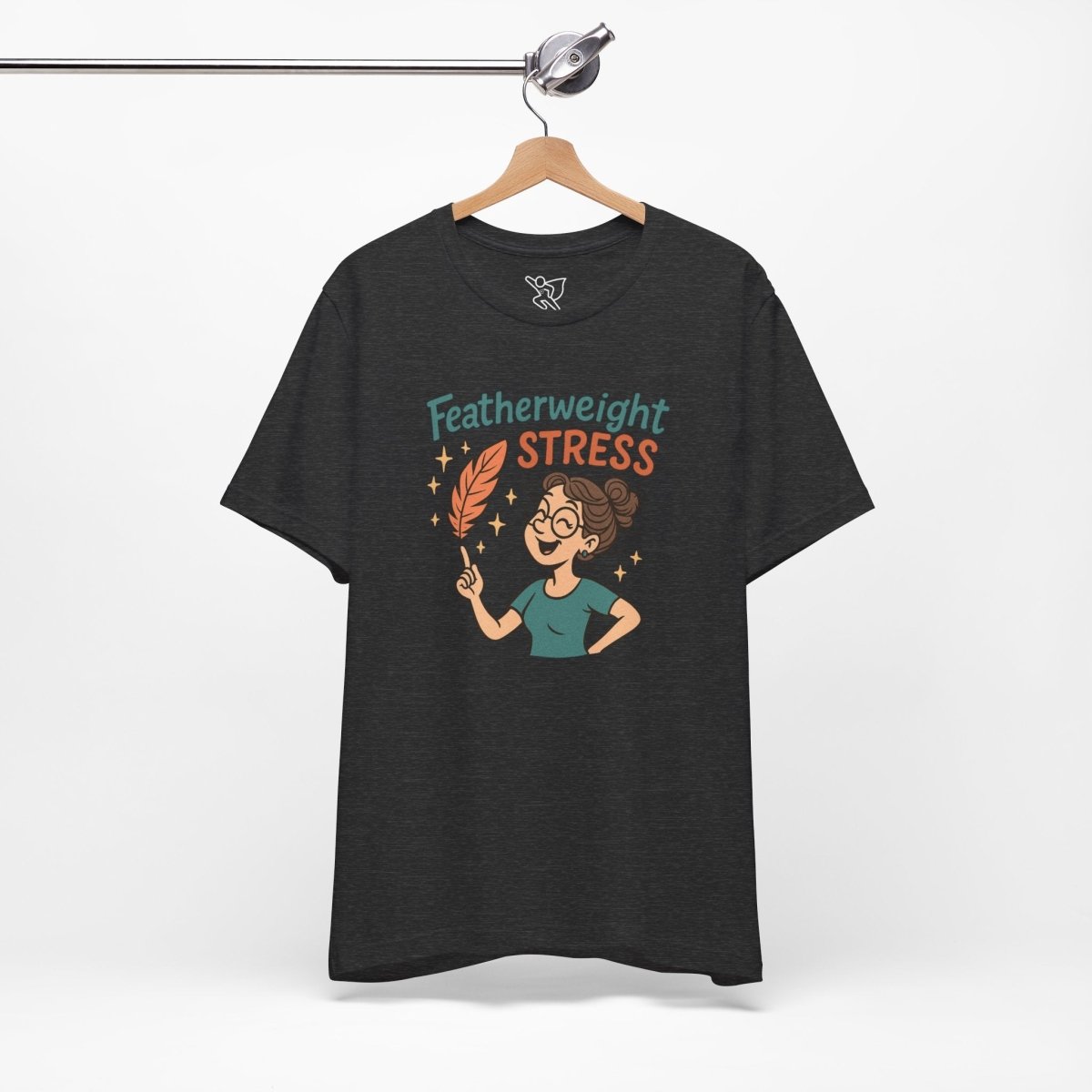 "Featherweight Stress" Unisex Tee, Funny Graphic T-Shirt, Relaxation Shirt, Gift for Mental Health Awareness, Cute Casual Wear - MINDSet Collection - AI Tee Hero