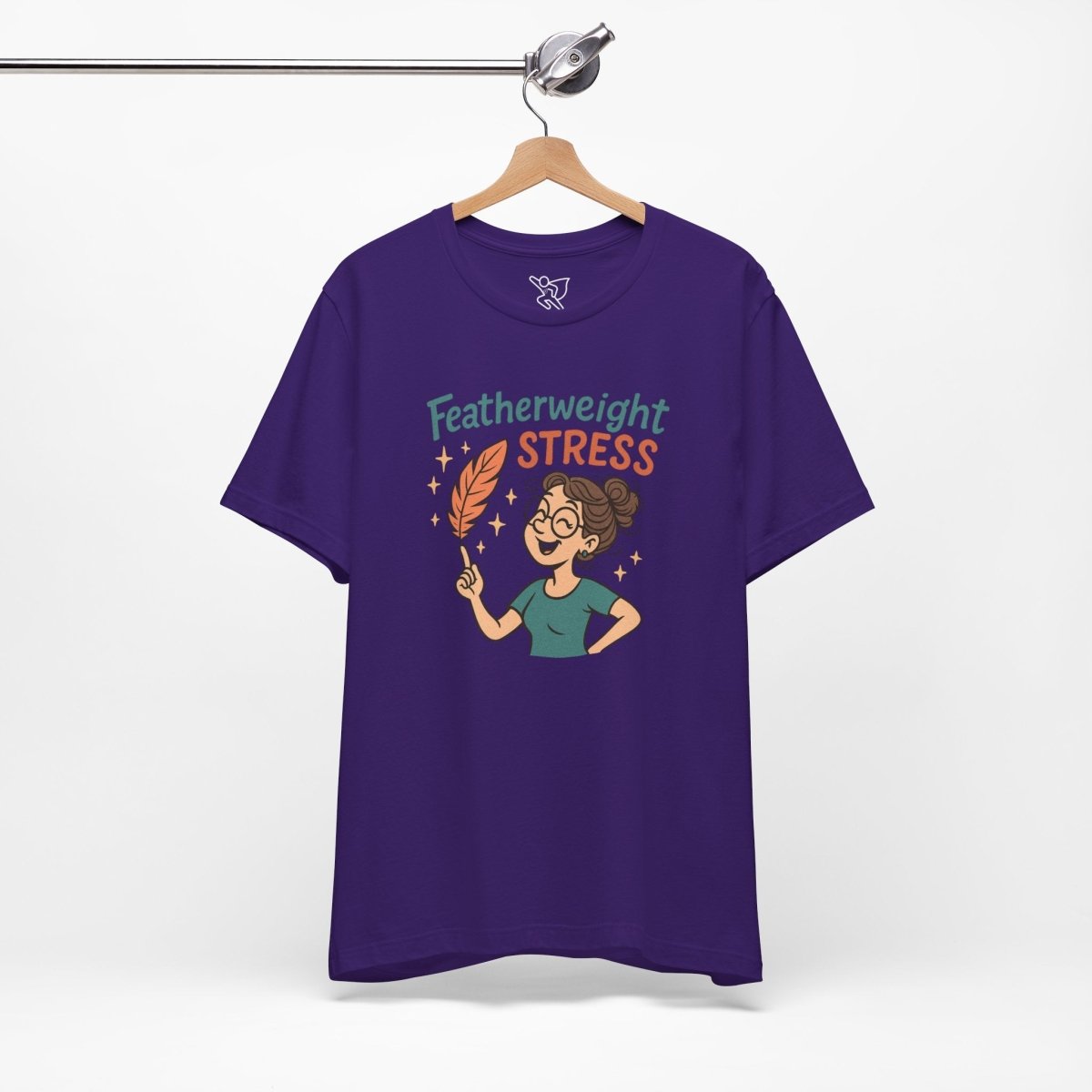 "Featherweight Stress" Unisex Tee, Funny Graphic T-Shirt, Relaxation Shirt, Gift for Mental Health Awareness, Cute Casual Wear - MINDSet Collection - AI Tee Hero