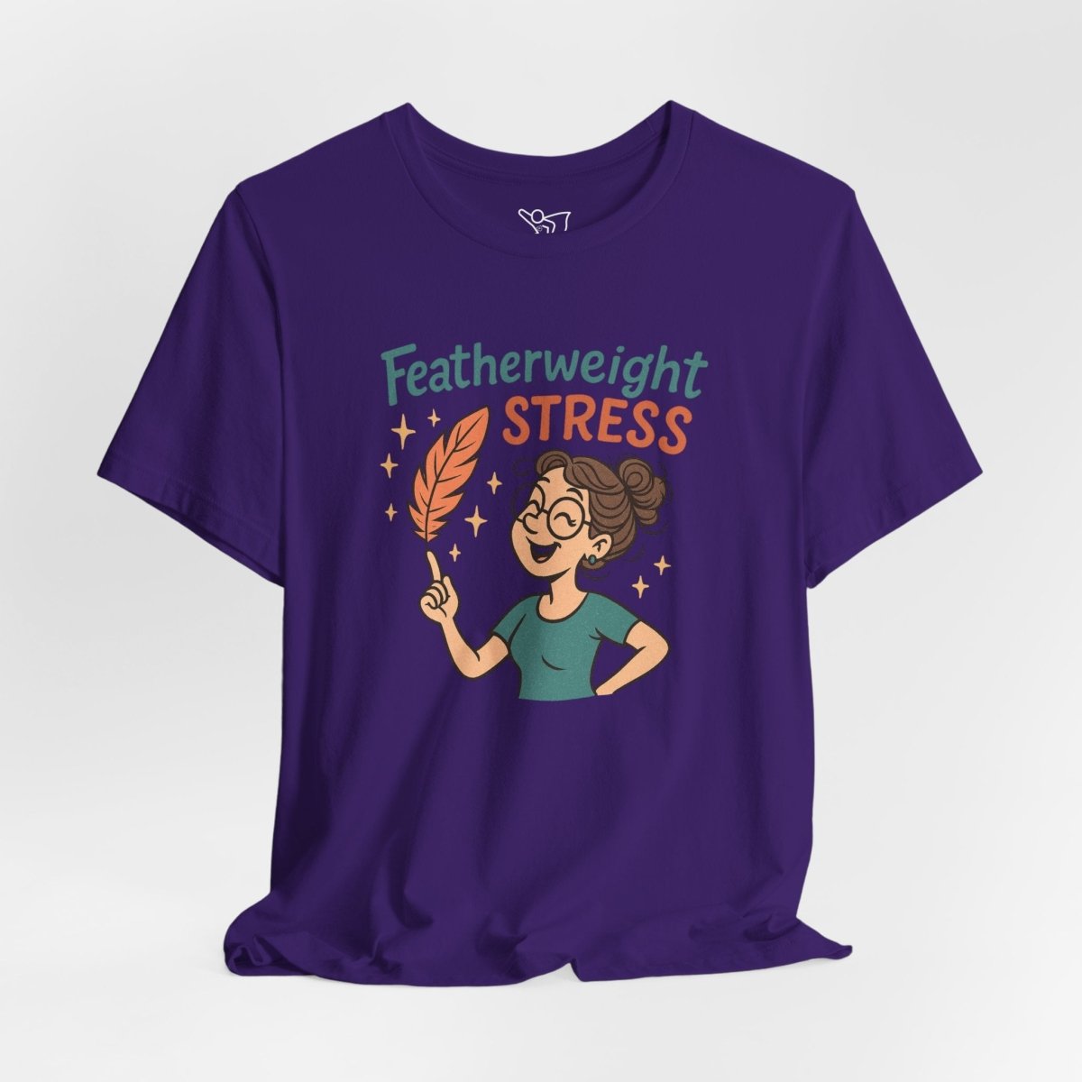 "Featherweight Stress" Unisex Tee, Funny Graphic T-Shirt, Relaxation Shirt, Gift for Mental Health Awareness, Cute Casual Wear - MINDSet Collection - AI Tee Hero