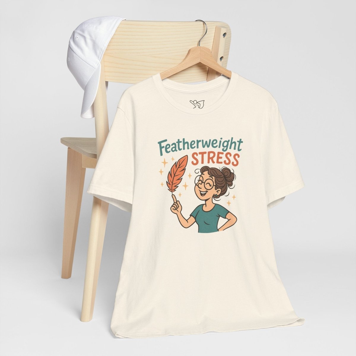 "Featherweight Stress" Unisex Tee, Funny Graphic T-Shirt, Relaxation Shirt, Gift for Mental Health Awareness, Cute Casual Wear - MINDSet Collection - AI Tee Hero