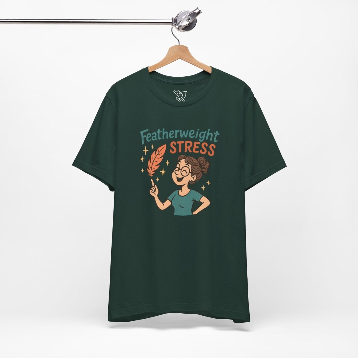 "Featherweight Stress" Unisex Tee, Funny Graphic T-Shirt, Relaxation Shirt, Gift for Mental Health Awareness, Cute Casual Wear - MINDSet Collection - AI Tee Hero
