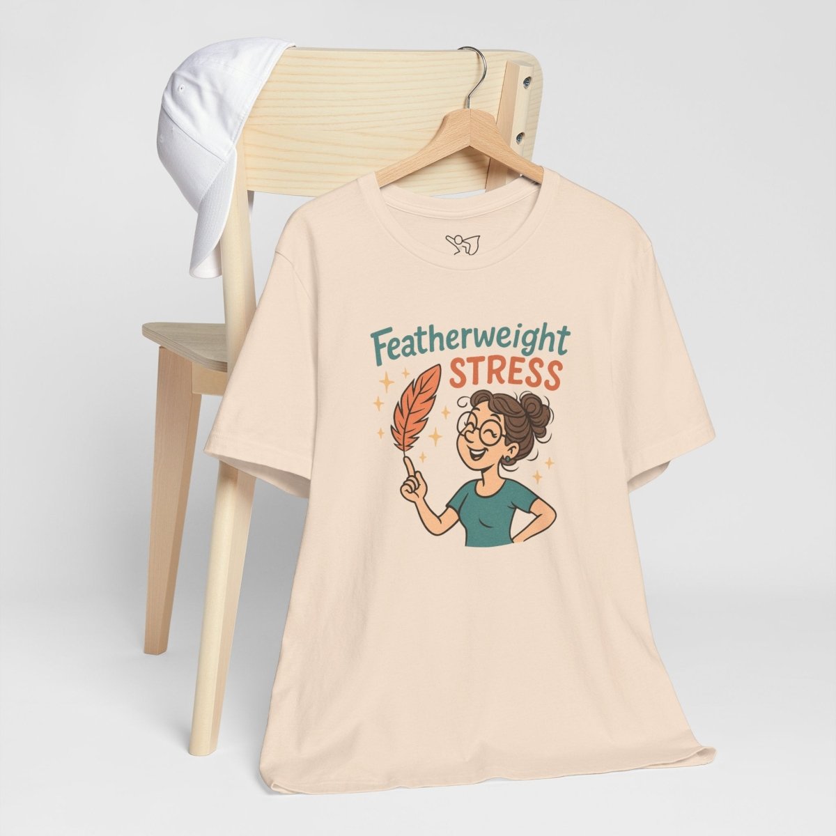 "Featherweight Stress" Unisex Tee, Funny Graphic T-Shirt, Relaxation Shirt, Gift for Mental Health Awareness, Cute Casual Wear - MINDSet Collection - AI Tee Hero