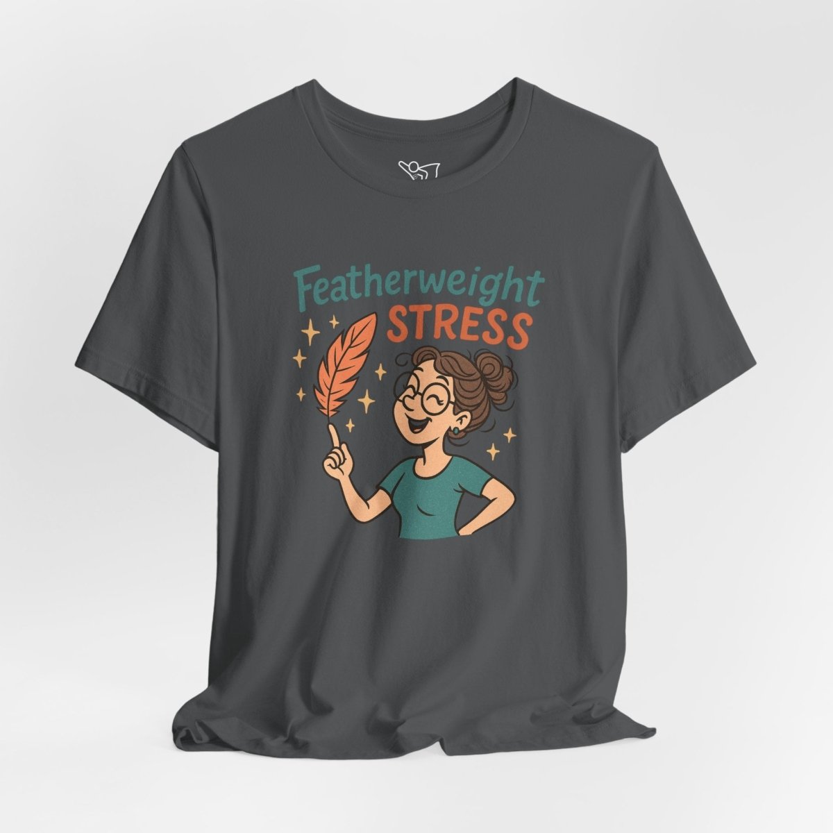 "Featherweight Stress" Unisex Tee, Funny Graphic T-Shirt, Relaxation Shirt, Gift for Mental Health Awareness, Cute Casual Wear - MINDSet Collection - AI Tee Hero
