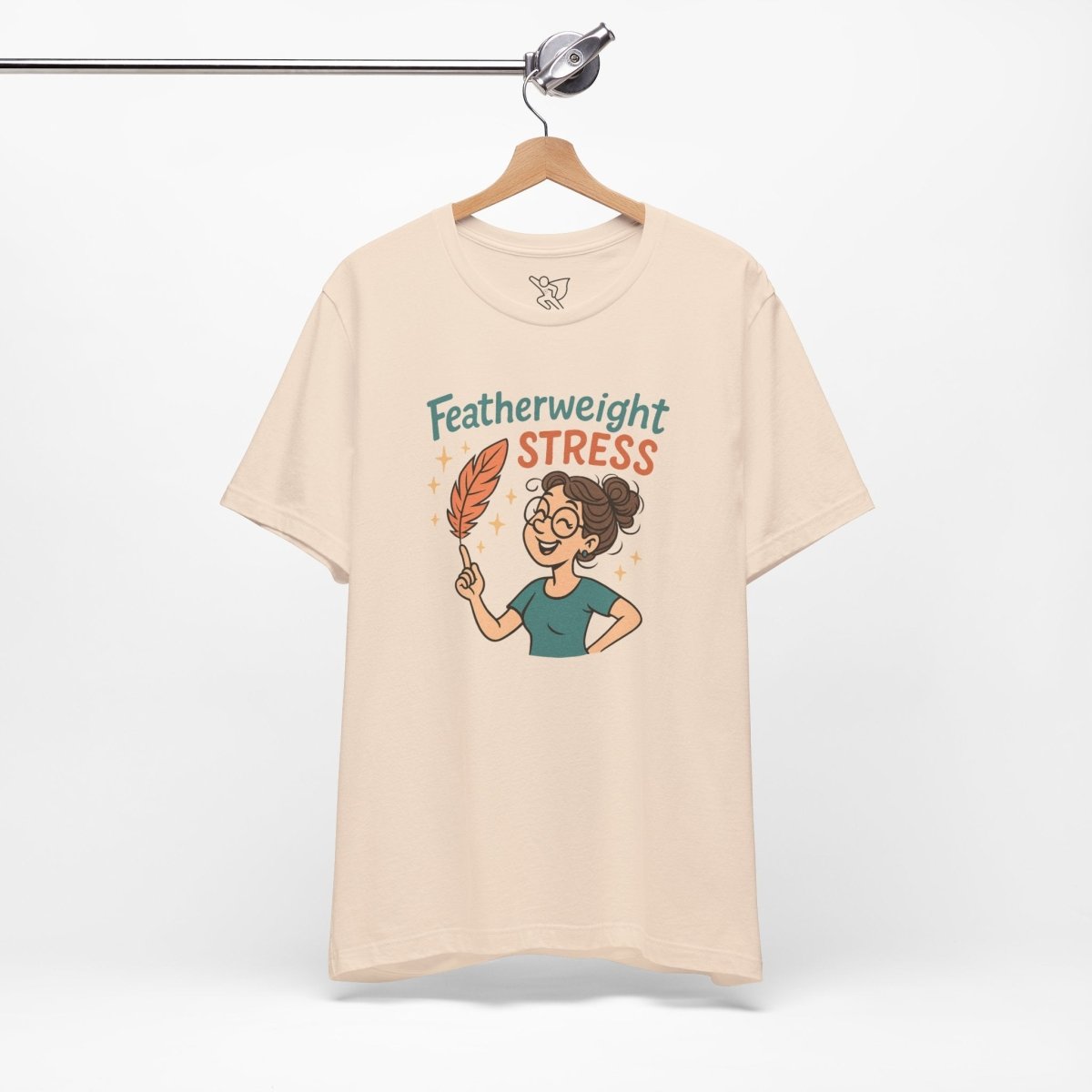 "Featherweight Stress" Unisex Tee, Funny Graphic T-Shirt, Relaxation Shirt, Gift for Mental Health Awareness, Cute Casual Wear - MINDSet Collection - AI Tee Hero