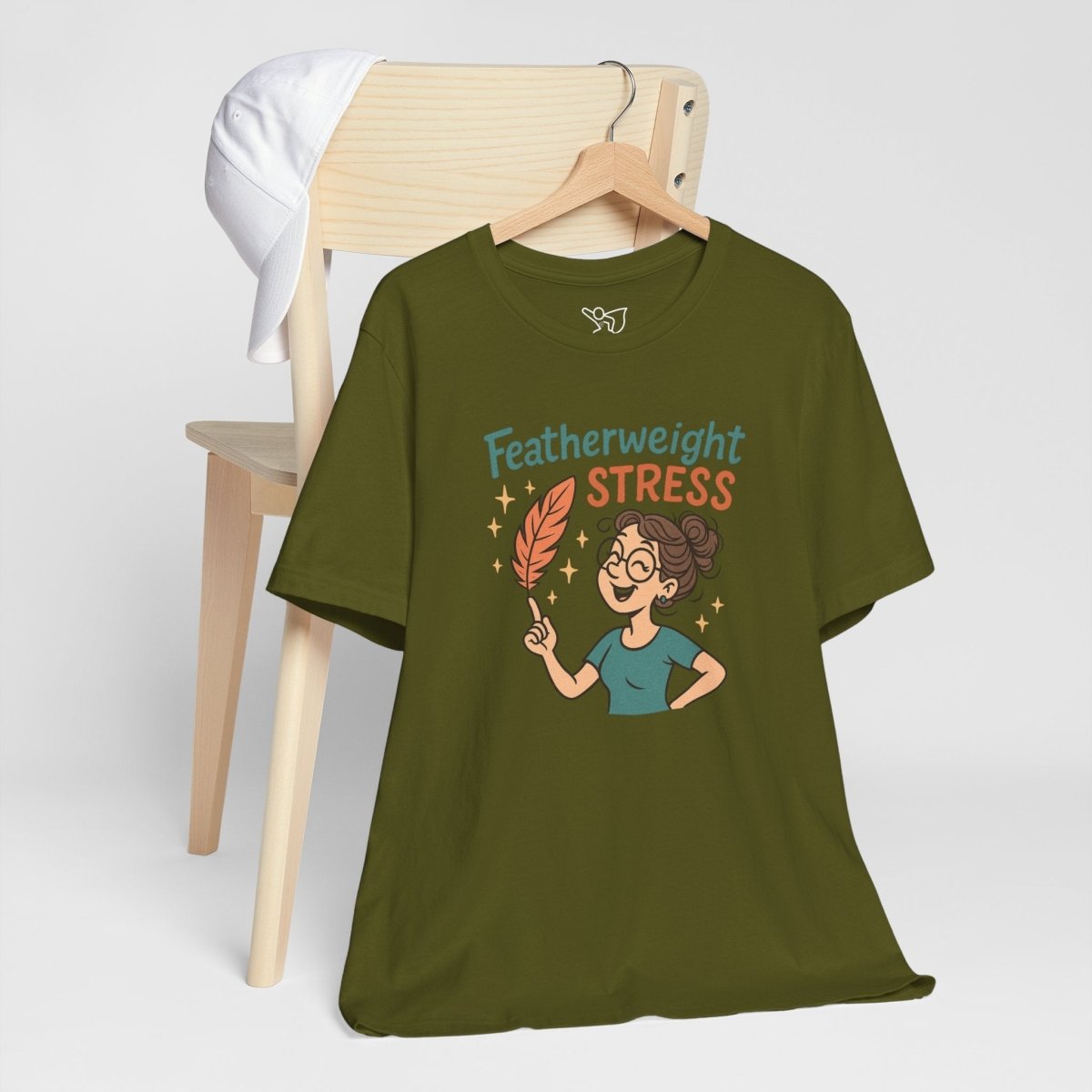 "Featherweight Stress" Unisex Tee, Funny Graphic T-Shirt, Relaxation Shirt, Gift for Mental Health Awareness, Cute Casual Wear - MINDSet Collection - AI Tee Hero