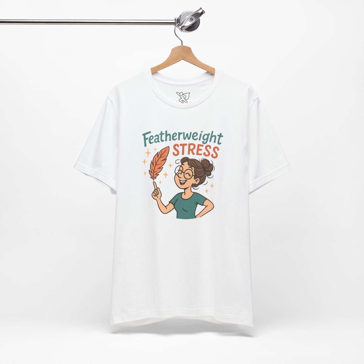 "Featherweight Stress" Unisex Tee, Funny Graphic T-Shirt, Relaxation Shirt, Gift for Mental Health Awareness, Cute Casual Wear - MINDSet Collection - AI Tee Hero