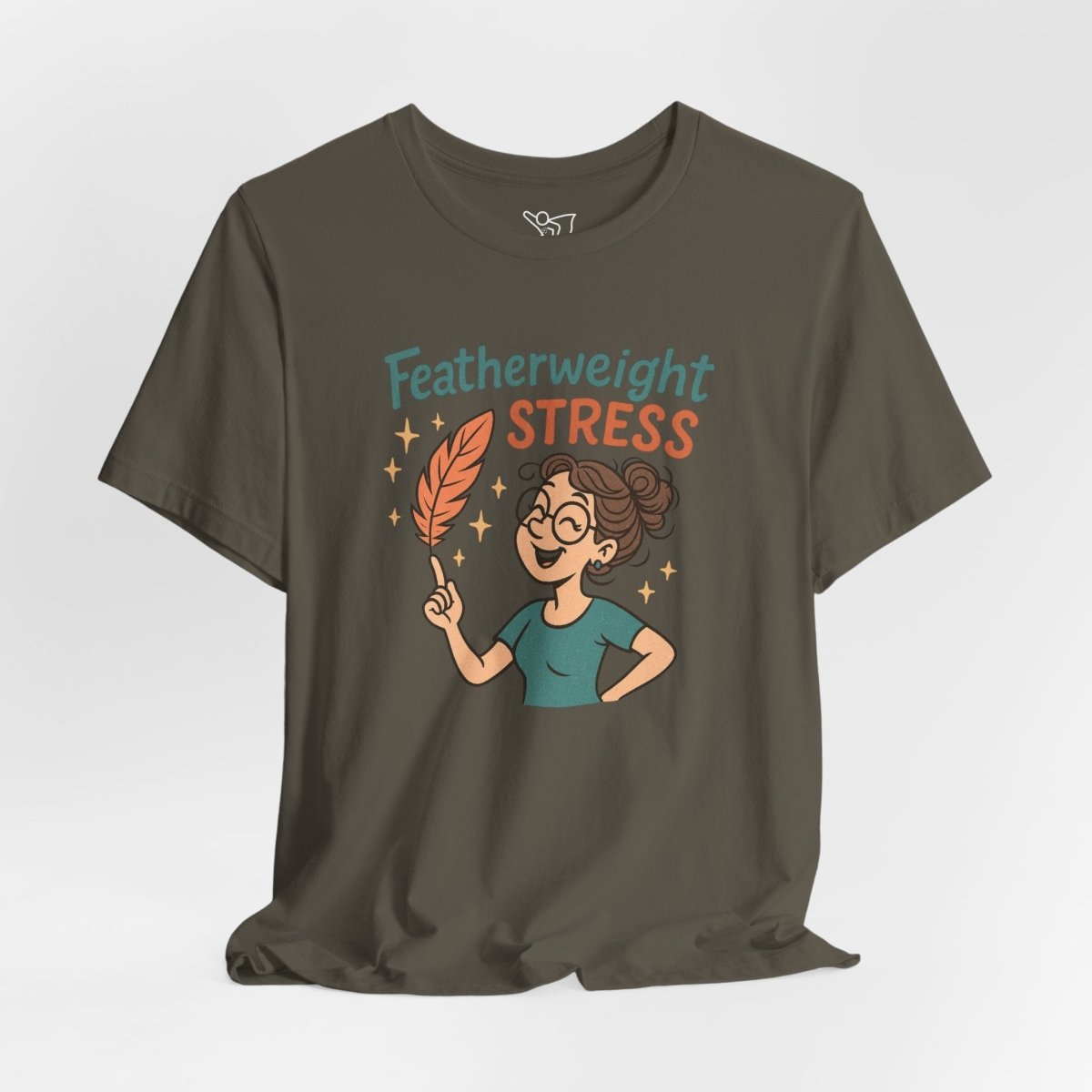 "Featherweight Stress" Unisex Tee, Funny Graphic T-Shirt, Relaxation Shirt, Gift for Mental Health Awareness, Cute Casual Wear - MINDSet Collection - AI Tee Hero