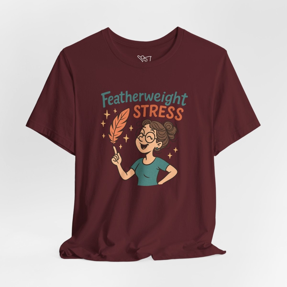 "Featherweight Stress" Unisex Tee, Funny Graphic T-Shirt, Relaxation Shirt, Gift for Mental Health Awareness, Cute Casual Wear - MINDSet Collection - AI Tee Hero