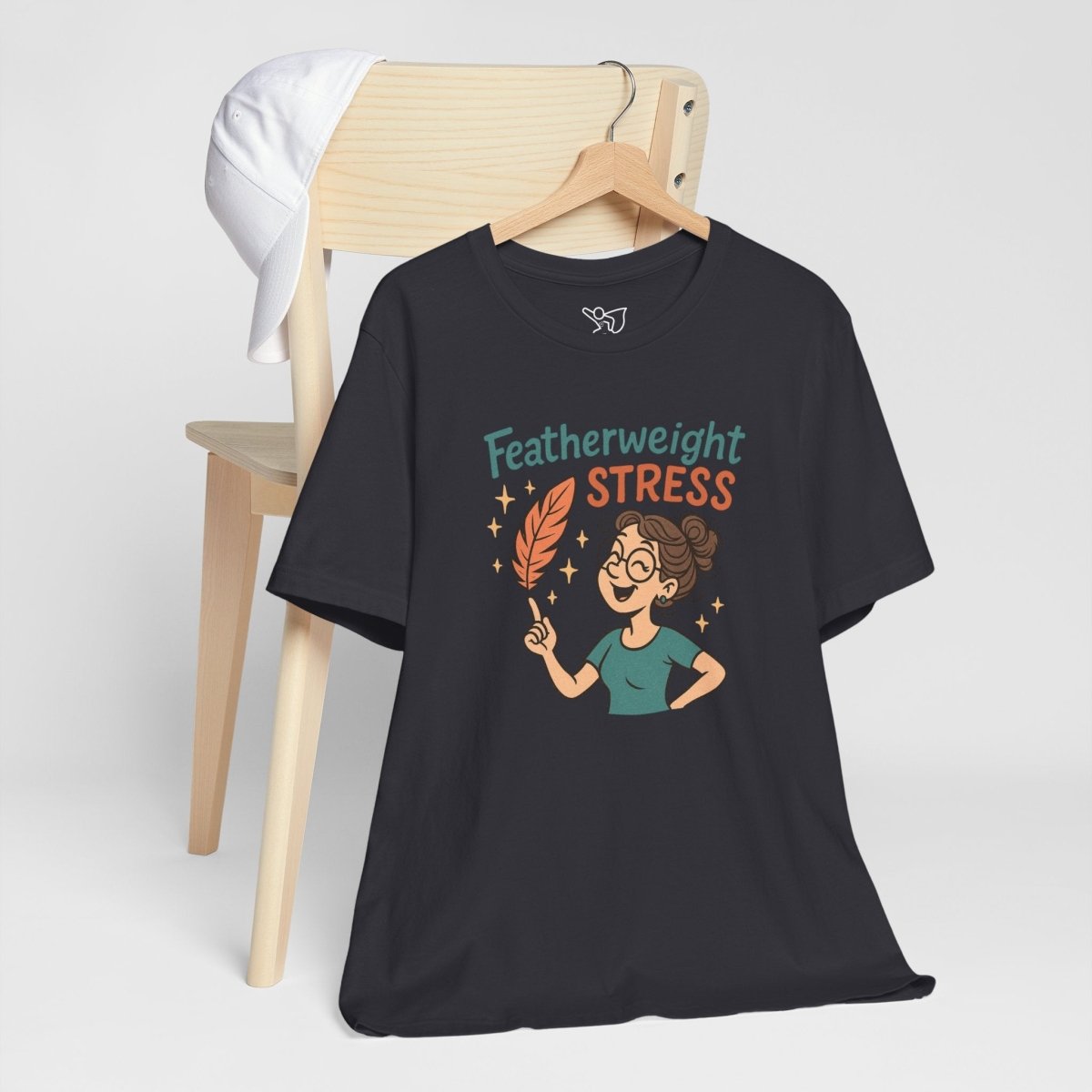 "Featherweight Stress" Unisex Tee, Funny Graphic T-Shirt, Relaxation Shirt, Gift for Mental Health Awareness, Cute Casual Wear - MINDSet Collection - AI Tee Hero