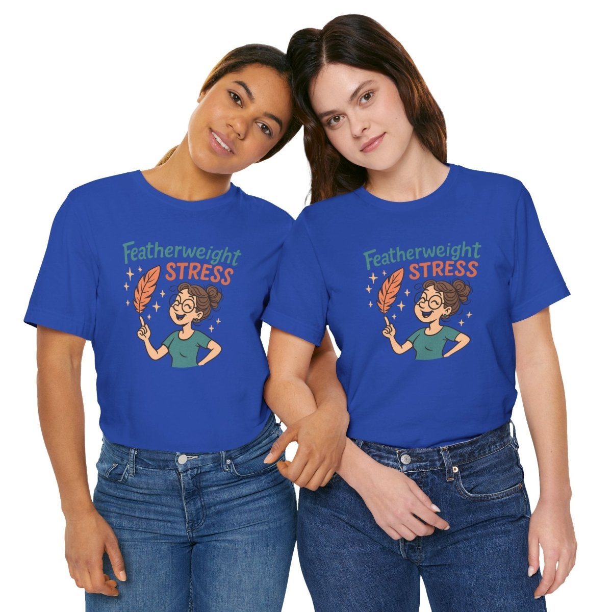 "Featherweight Stress" Unisex Tee, Funny Graphic T-Shirt, Relaxation Shirt, Gift for Mental Health Awareness, Cute Casual Wear - MINDSet Collection - AI Tee Hero