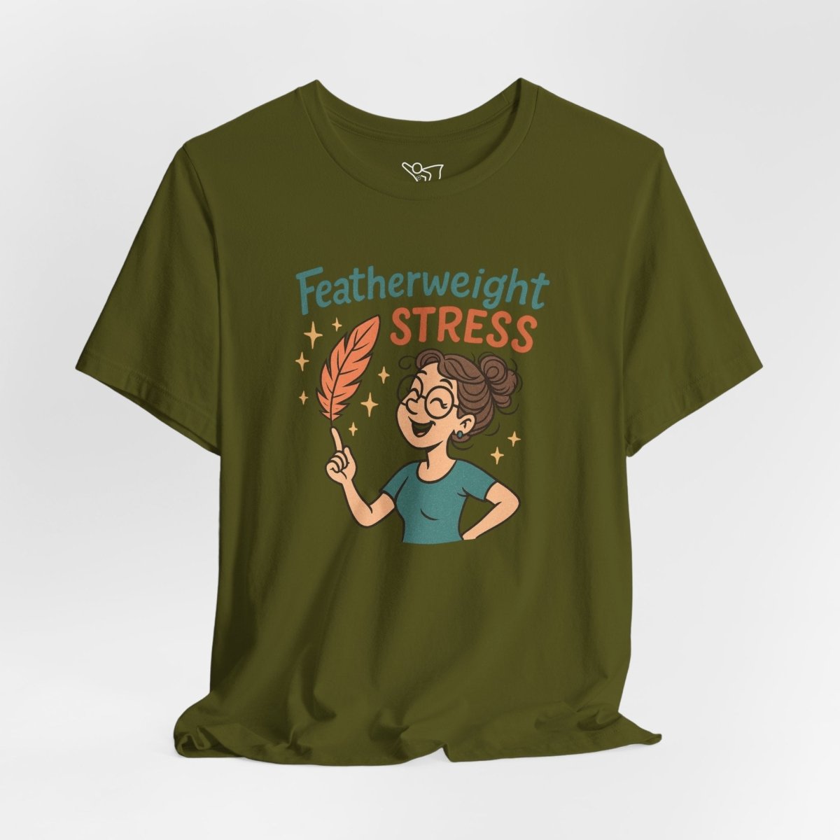"Featherweight Stress" Unisex Tee, Funny Graphic T-Shirt, Relaxation Shirt, Gift for Mental Health Awareness, Cute Casual Wear - MINDSet Collection - AI Tee Hero