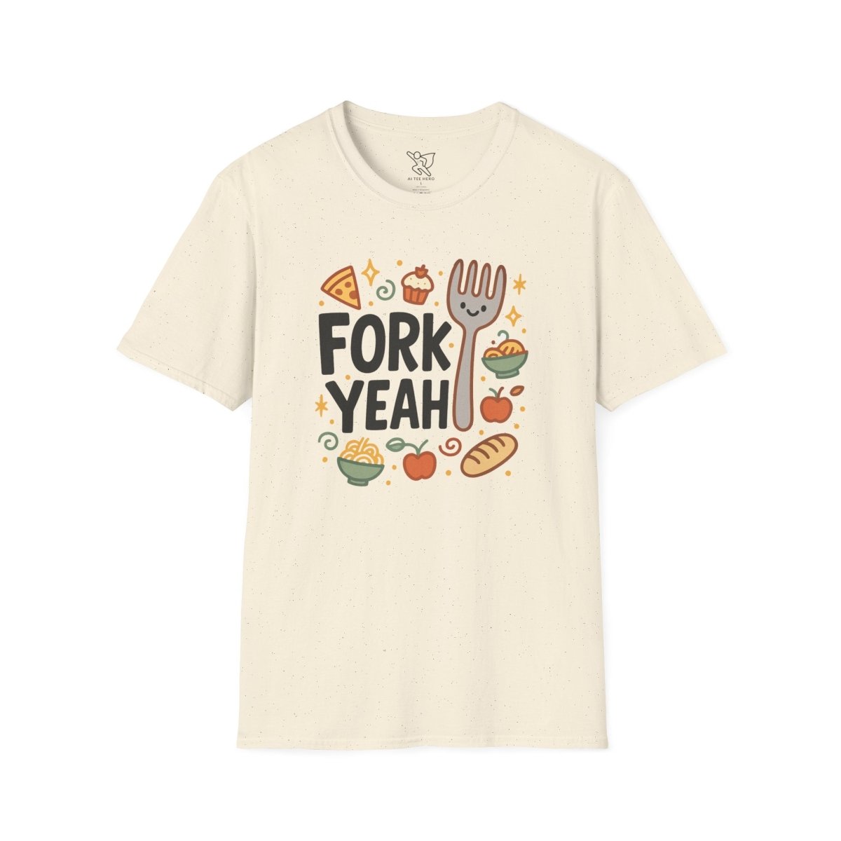 Foodie "Fork Yeah" T-Shirt, Unisex Cotton Tee, Cooking Gift Shirt, Kitchen Love, Food Lover Apparel, Culinary Humor Tee - AI Tee Hero
