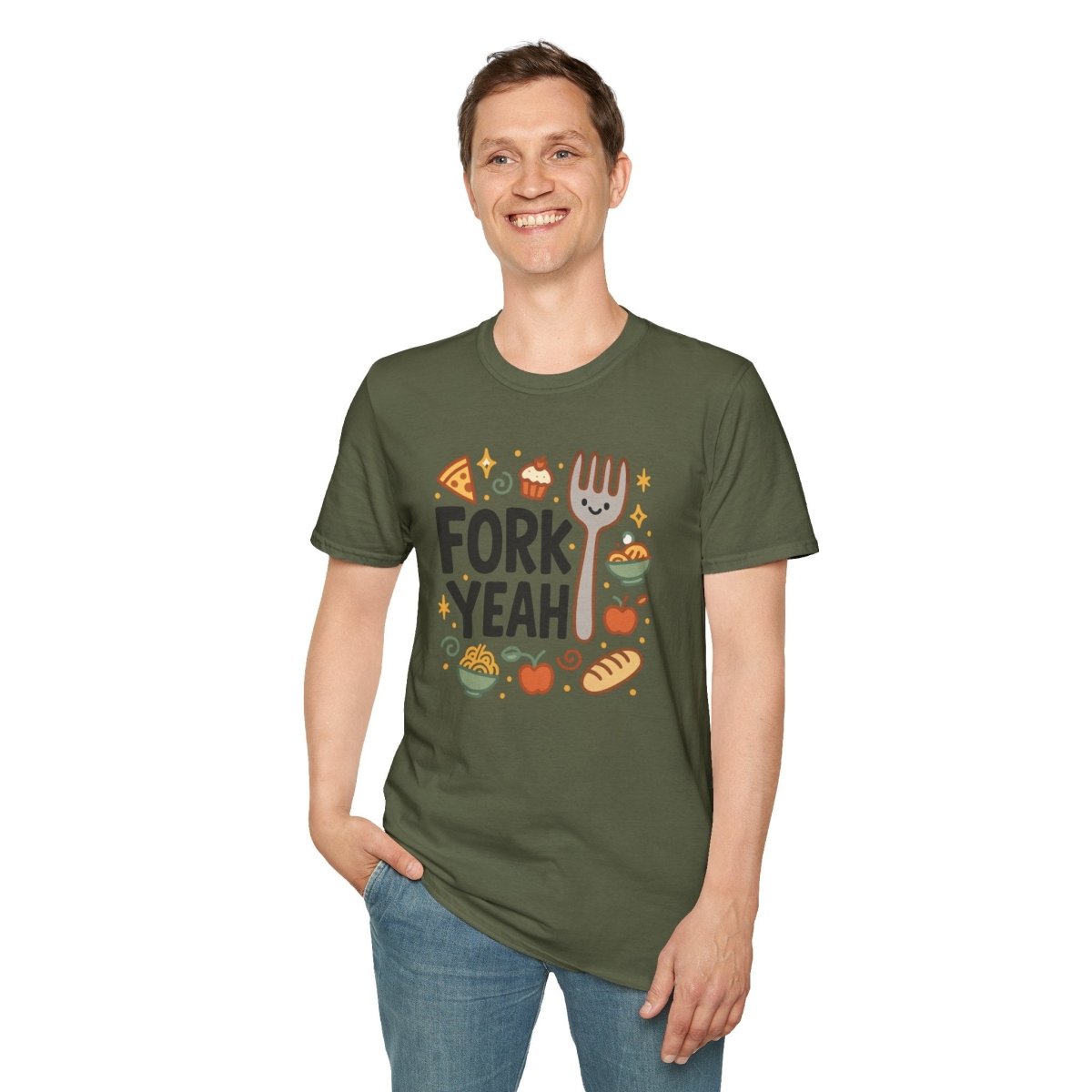 Foodie "Fork Yeah" T-Shirt, Unisex Cotton Tee, Cooking Gift Shirt, Kitchen Love, Food Lover Apparel, Culinary Humor Tee - AI Tee Hero