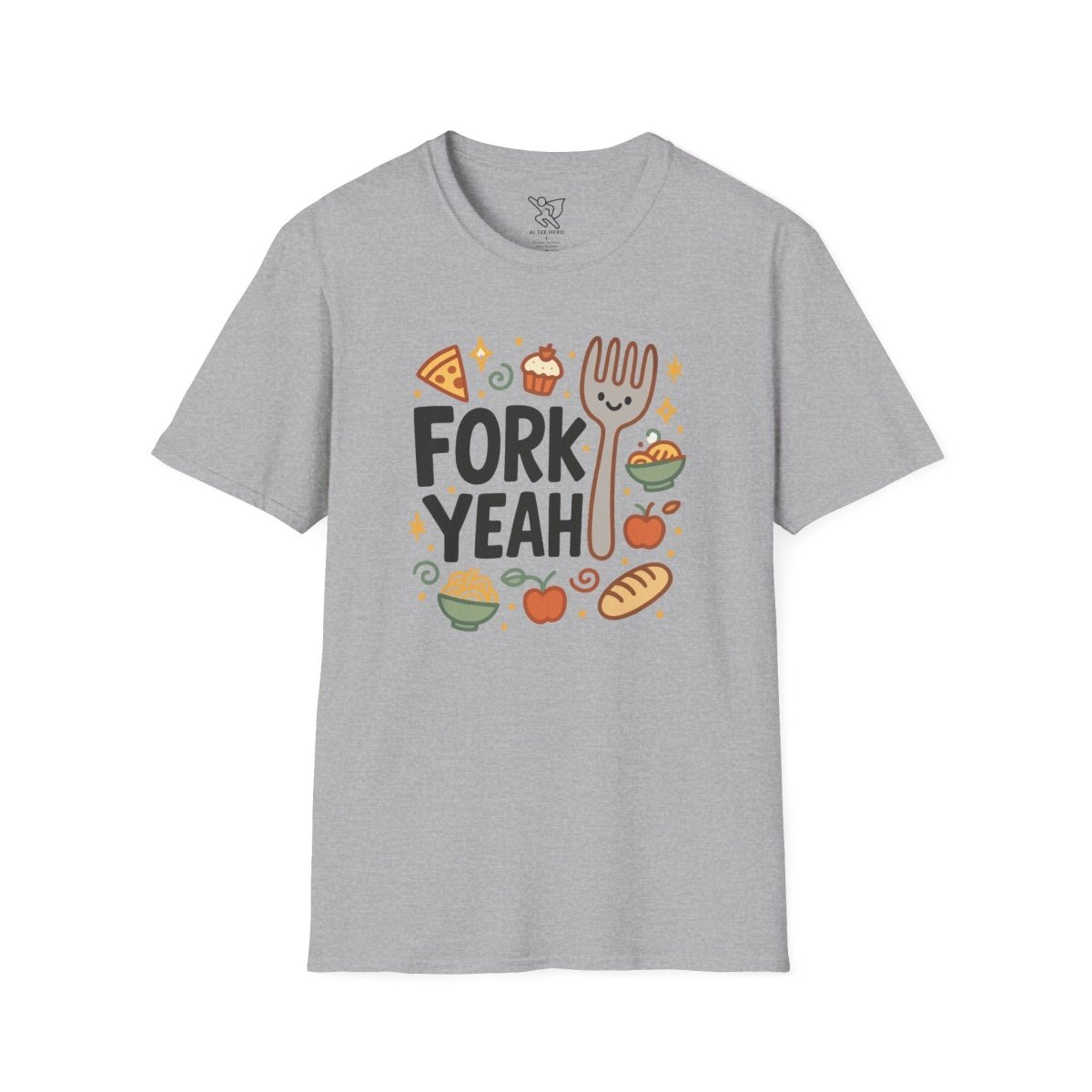 Foodie "Fork Yeah" T-Shirt, Unisex Cotton Tee, Cooking Gift Shirt, Kitchen Love, Food Lover Apparel, Culinary Humor Tee - AI Tee Hero
