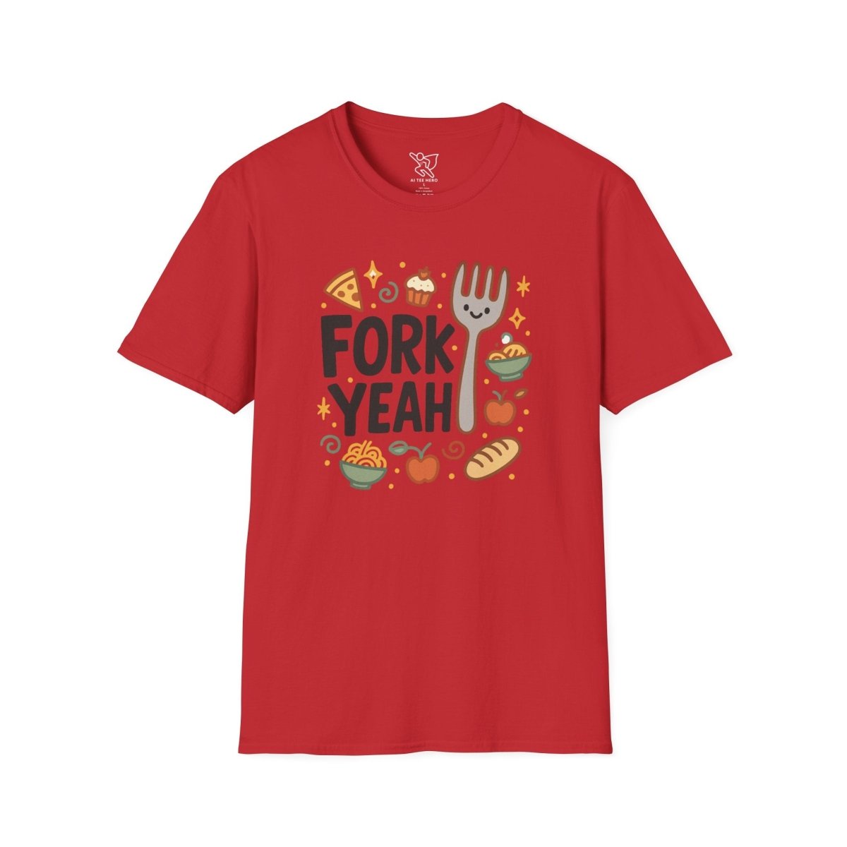 Foodie "Fork Yeah" T-Shirt, Unisex Cotton Tee, Cooking Gift Shirt, Kitchen Love, Food Lover Apparel, Culinary Humor Tee - AI Tee Hero