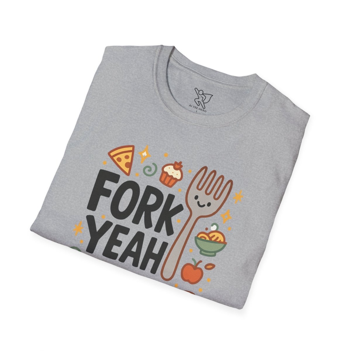 Foodie "Fork Yeah" T-Shirt, Unisex Cotton Tee, Cooking Gift Shirt, Kitchen Love, Food Lover Apparel, Culinary Humor Tee - AI Tee Hero