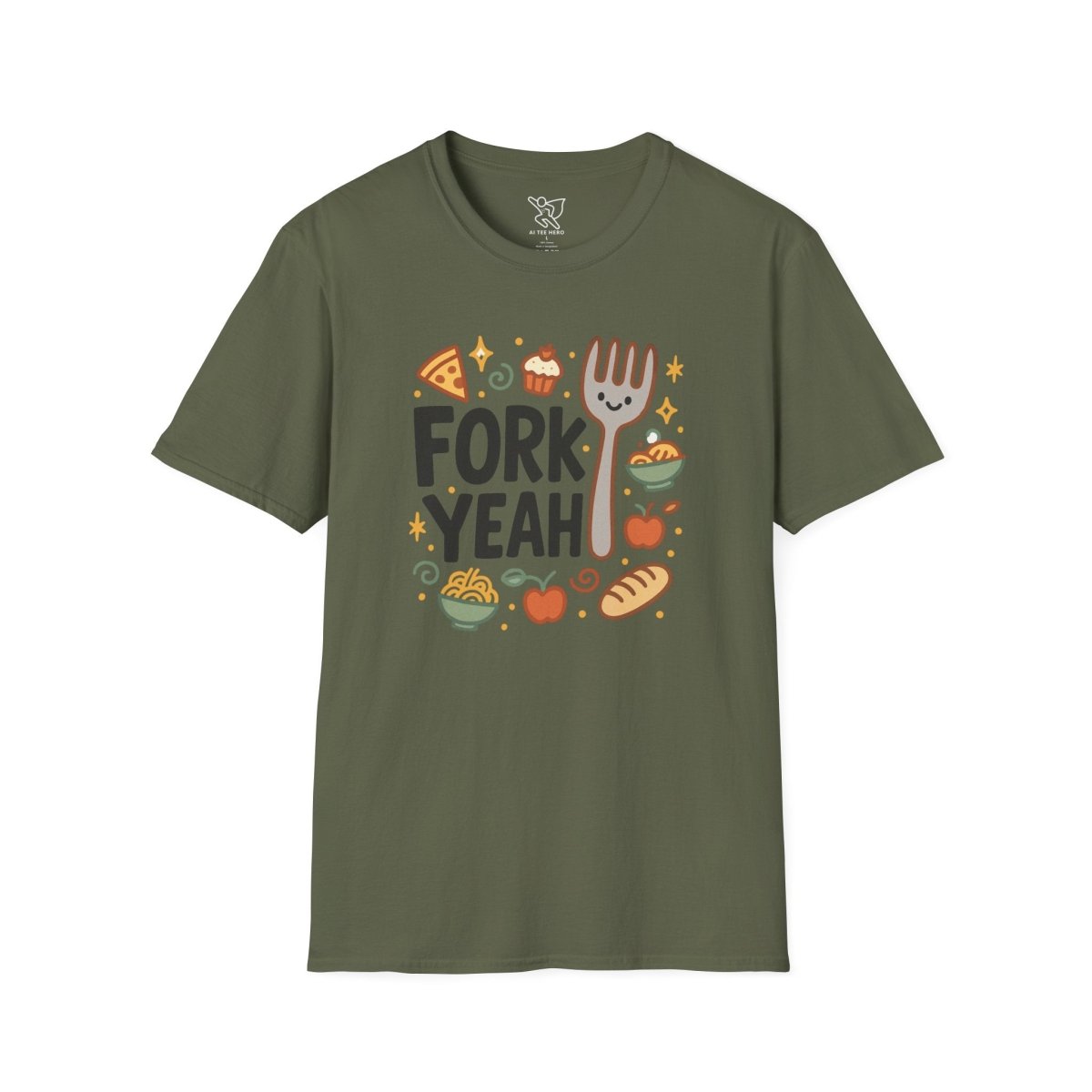 Foodie "Fork Yeah" T-Shirt, Unisex Cotton Tee, Cooking Gift Shirt, Kitchen Love, Food Lover Apparel, Culinary Humor Tee - AI Tee Hero
