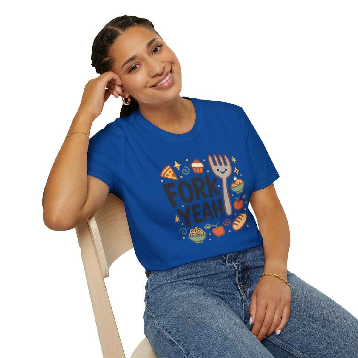 Foodie "Fork Yeah" T-Shirt, Unisex Cotton Tee, Cooking Gift Shirt, Kitchen Love, Food Lover Apparel, Culinary Humor Tee - AI Tee Hero