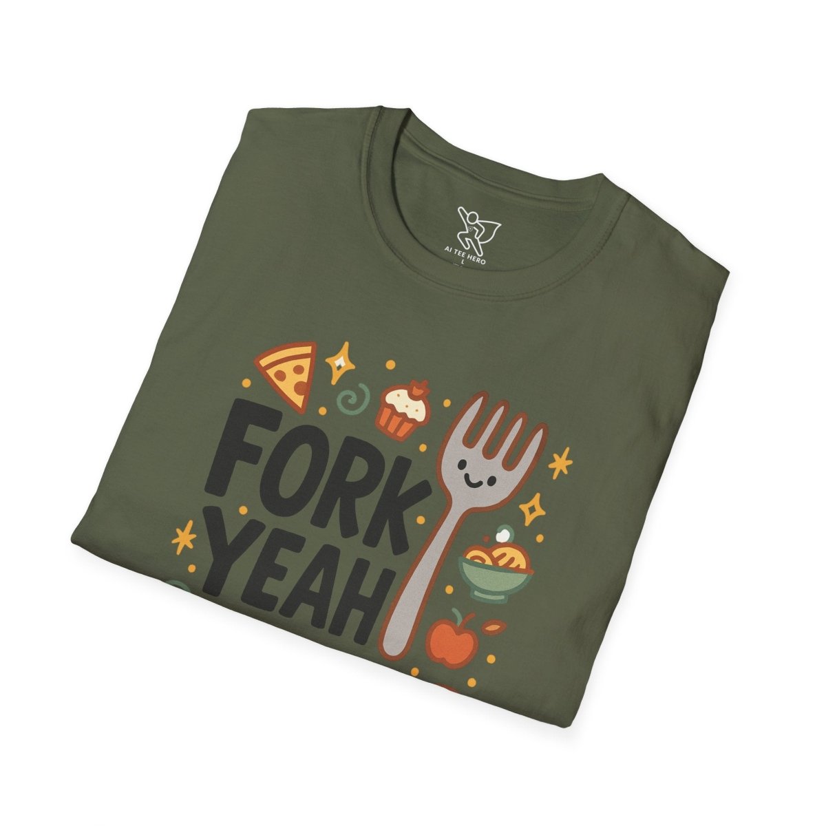 Foodie "Fork Yeah" T-Shirt, Unisex Cotton Tee, Cooking Gift Shirt, Kitchen Love, Food Lover Apparel, Culinary Humor Tee - AI Tee Hero