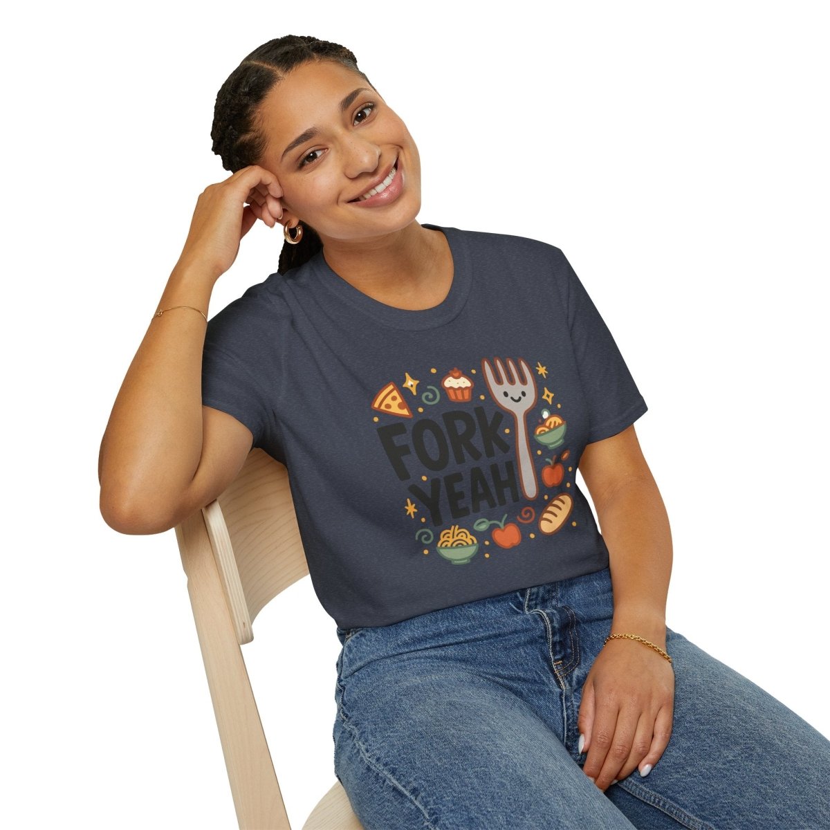 Foodie "Fork Yeah" T-Shirt, Unisex Cotton Tee, Cooking Gift Shirt, Kitchen Love, Food Lover Apparel, Culinary Humor Tee - AI Tee Hero