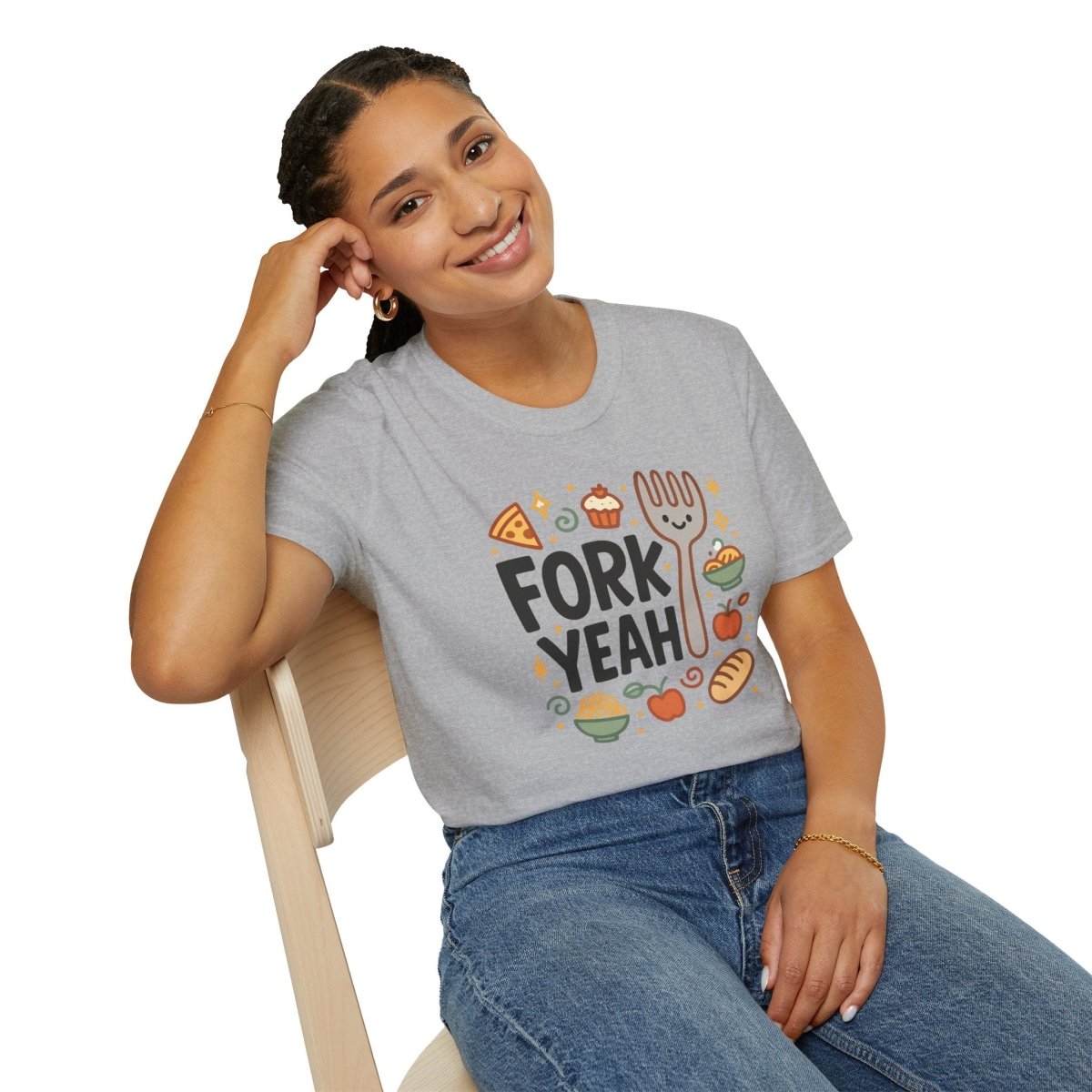 Foodie "Fork Yeah" T-Shirt, Unisex Cotton Tee, Cooking Gift Shirt, Kitchen Love, Food Lover Apparel, Culinary Humor Tee - AI Tee Hero