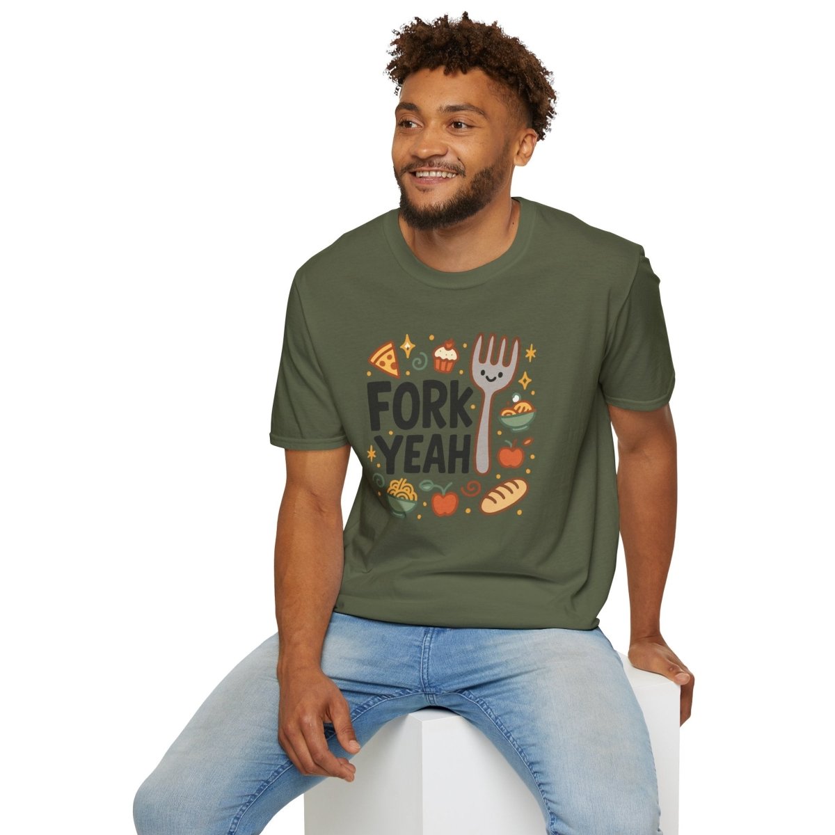 Foodie "Fork Yeah" T-Shirt, Unisex Cotton Tee, Cooking Gift Shirt, Kitchen Love, Food Lover Apparel, Culinary Humor Tee - AI Tee Hero