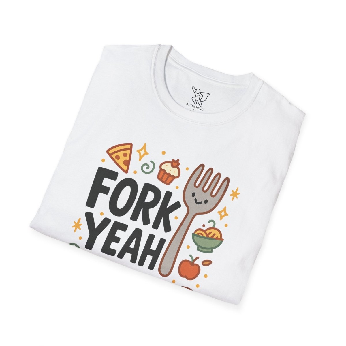Foodie "Fork Yeah" T-Shirt, Unisex Cotton Tee, Cooking Gift Shirt, Kitchen Love, Food Lover Apparel, Culinary Humor Tee - AI Tee Hero