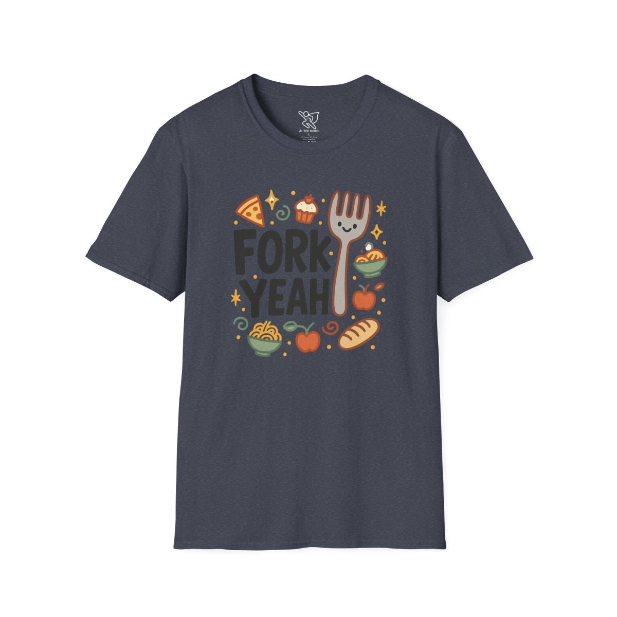 Foodie "Fork Yeah" T-Shirt, Unisex Cotton Tee, Cooking Gift Shirt, Kitchen Love, Food Lover Apparel, Culinary Humor Tee - AI Tee Hero