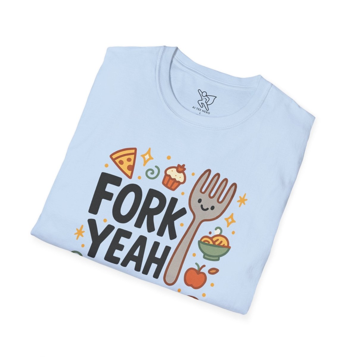 Foodie "Fork Yeah" T-Shirt, Unisex Cotton Tee, Cooking Gift Shirt, Kitchen Love, Food Lover Apparel, Culinary Humor Tee - AI Tee Hero