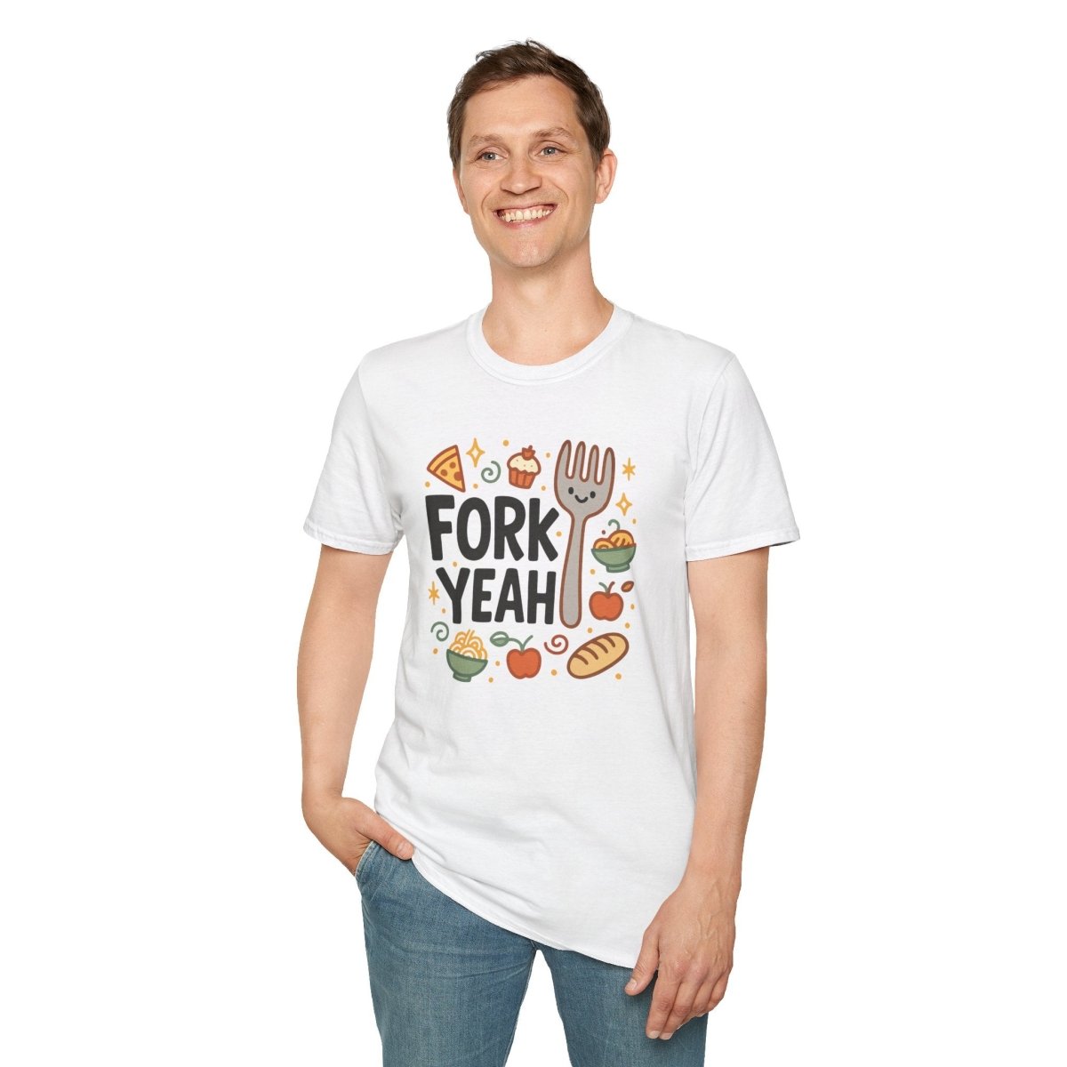 Foodie "Fork Yeah" T-Shirt, Unisex Cotton Tee, Cooking Gift Shirt, Kitchen Love, Food Lover Apparel, Culinary Humor Tee - AI Tee Hero