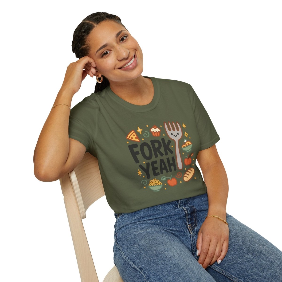 Foodie "Fork Yeah" T-Shirt, Unisex Cotton Tee, Cooking Gift Shirt, Kitchen Love, Food Lover Apparel, Culinary Humor Tee - AI Tee Hero
