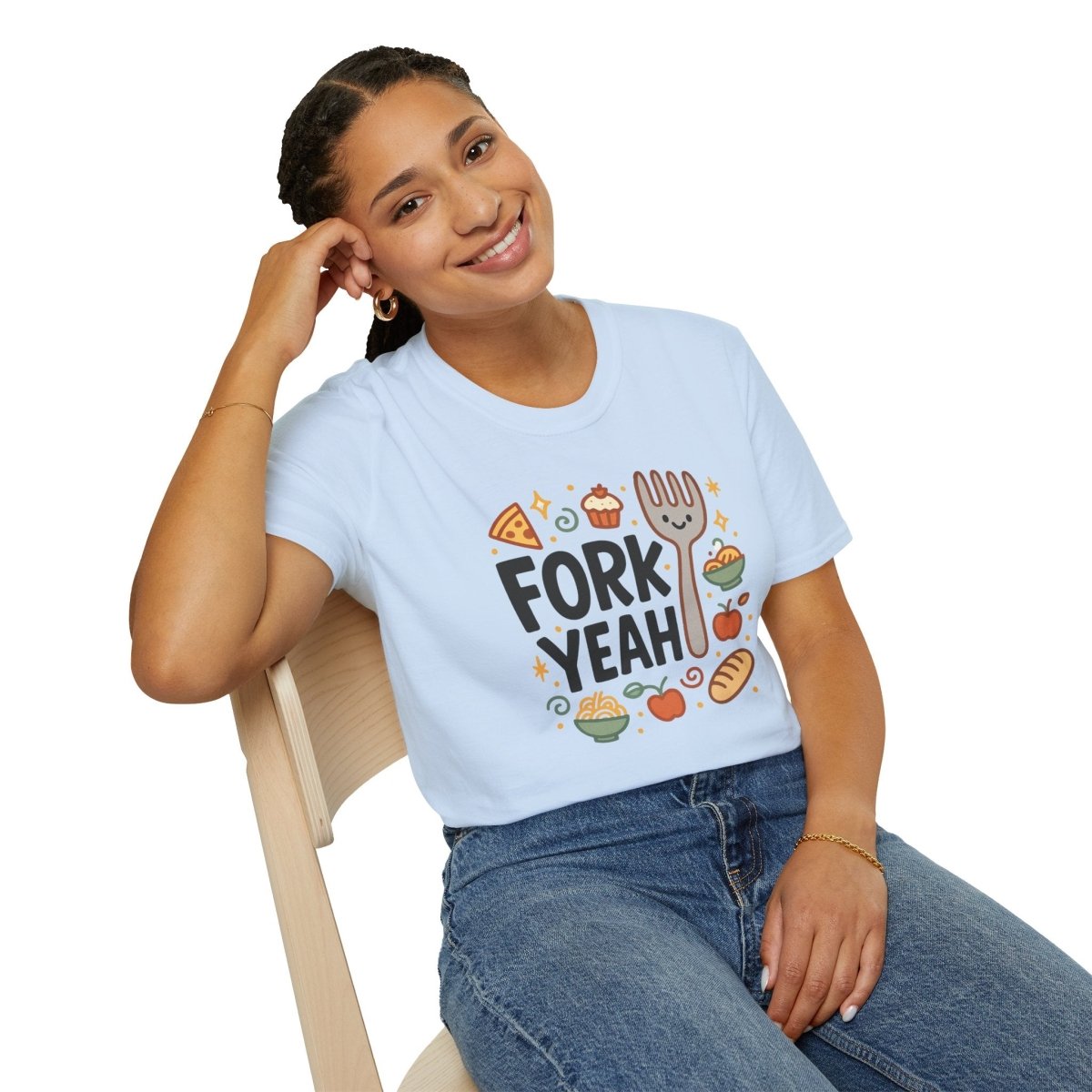Foodie "Fork Yeah" T-Shirt, Unisex Cotton Tee, Cooking Gift Shirt, Kitchen Love, Food Lover Apparel, Culinary Humor Tee - AI Tee Hero