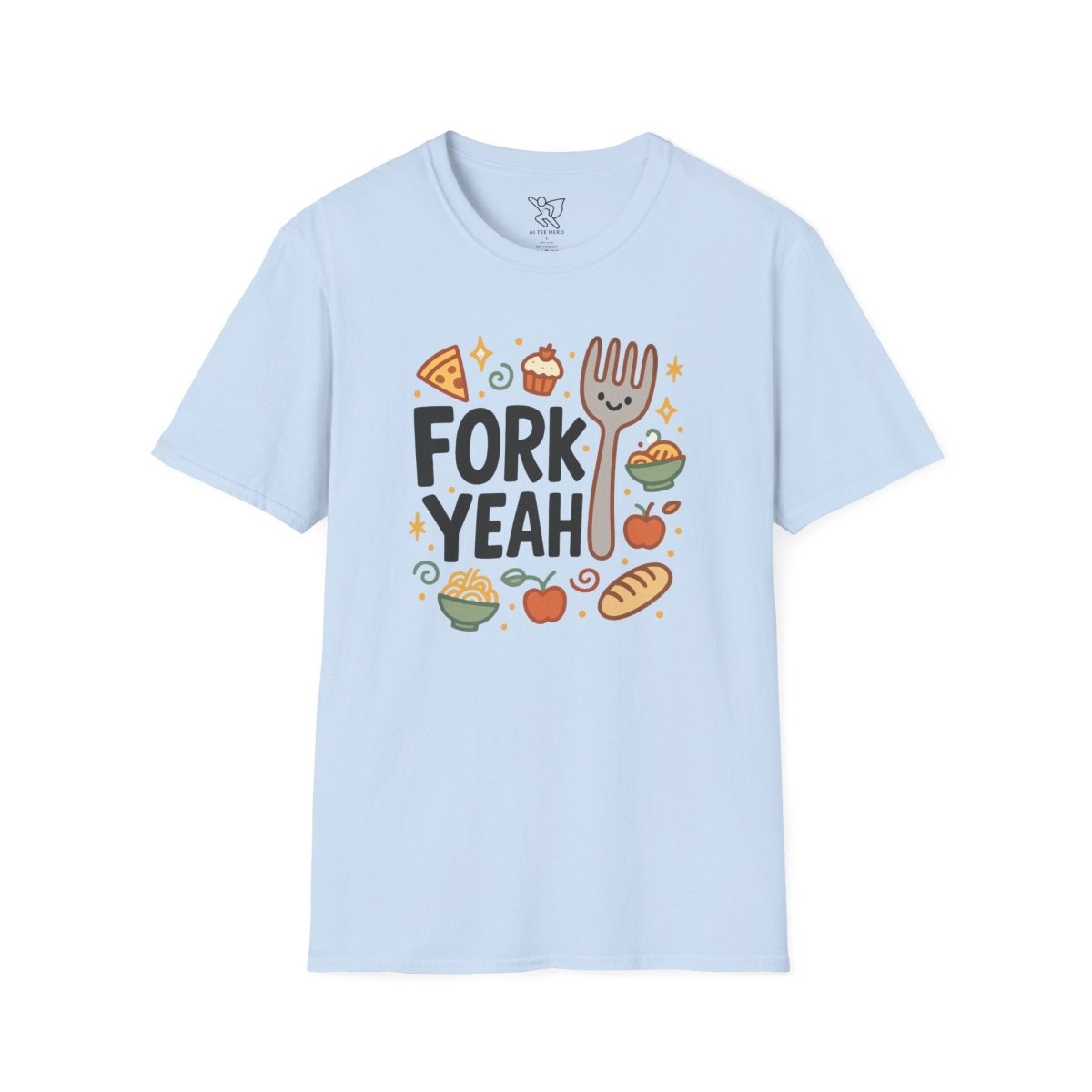 Foodie "Fork Yeah" T-Shirt, Unisex Cotton Tee, Cooking Gift Shirt, Kitchen Love, Food Lover Apparel, Culinary Humor Tee - AI Tee Hero