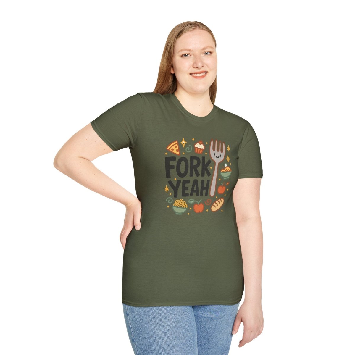 Foodie "Fork Yeah" T-Shirt, Unisex Cotton Tee, Cooking Gift Shirt, Kitchen Love, Food Lover Apparel, Culinary Humor Tee - AI Tee Hero