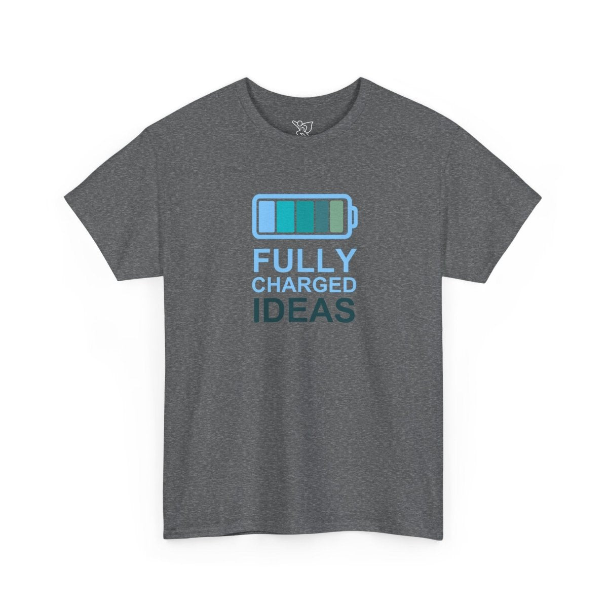 "Fully Charged Ideas" Fun Graphic Tee, Unisex Cotton Shirt, Motivational T-Shirt, Gift for Creatives, Casual Wear CW - 2 Teal - AI Tee Hero