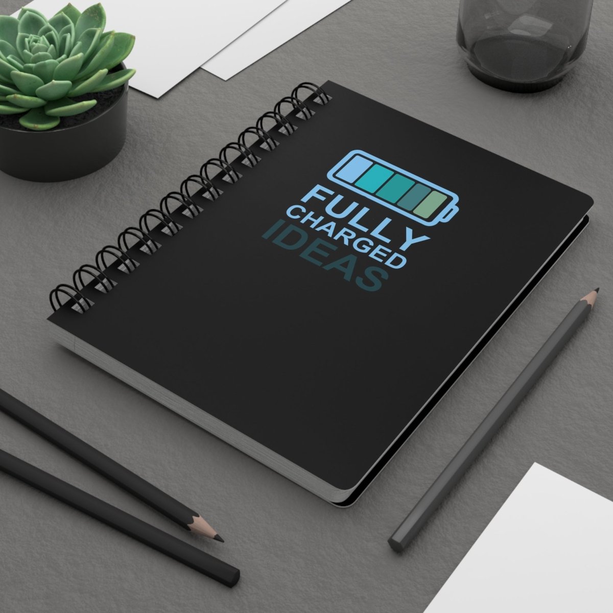 "Fully Charged Ideas" Journal, Inspirational Notebook, Creative Writing Journal, Gift for Students, Motivational Diary - AI Tee Hero