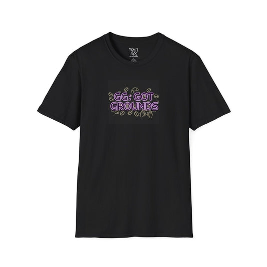 "GG: Got Grounds" Gaming - Inspired Unisex Softstyle T-Shirt | GG: Got Grounds Tee for Coffee Lovers, Geek Gift, Video Game Apparel, Casual Wear, Unique Design - AI Tee Hero