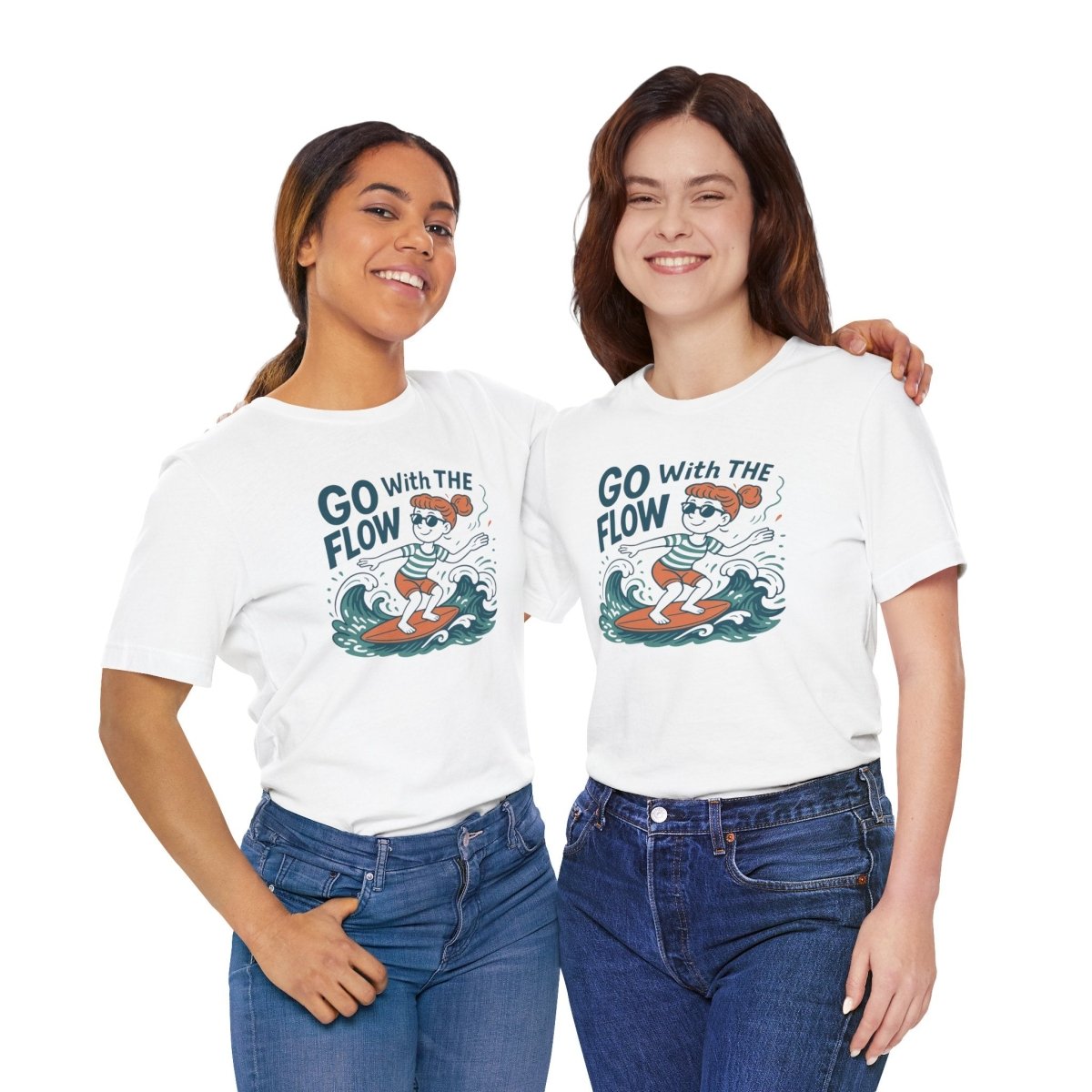 "Go With the Flow" Surf Vibes Unisex Tee, Fun Summer Shirt, Gift for Beach Lovers, Casual Wear, Surfing Apparel, Adventure T-Shirt - MINDSet Collection - AI Tee Hero
