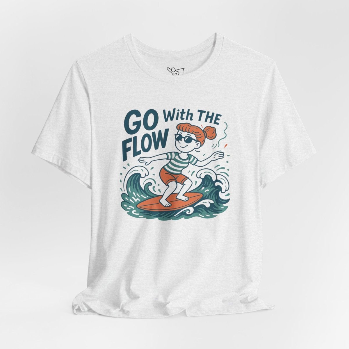 "Go With the Flow" Surf Vibes Unisex Tee, Fun Summer Shirt, Gift for Beach Lovers, Casual Wear, Surfing Apparel, Adventure T-Shirt - MINDSet Collection - AI Tee Hero