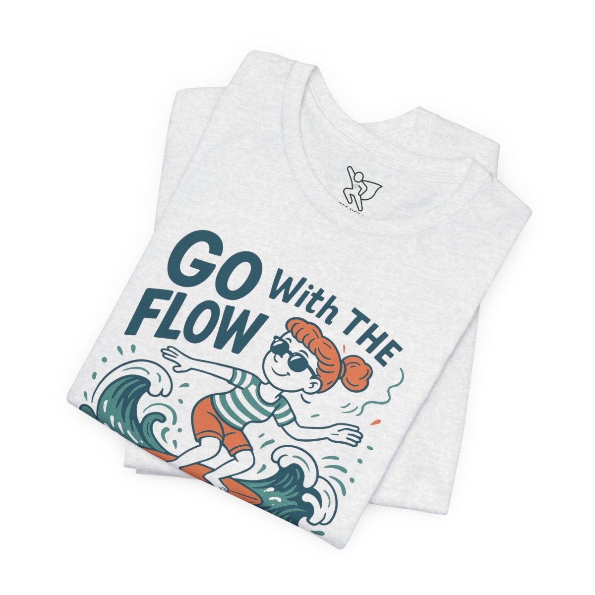"Go With the Flow" Surf Vibes Unisex Tee, Fun Summer Shirt, Gift for Beach Lovers, Casual Wear, Surfing Apparel, Adventure T-Shirt - MINDSet Collection - AI Tee Hero