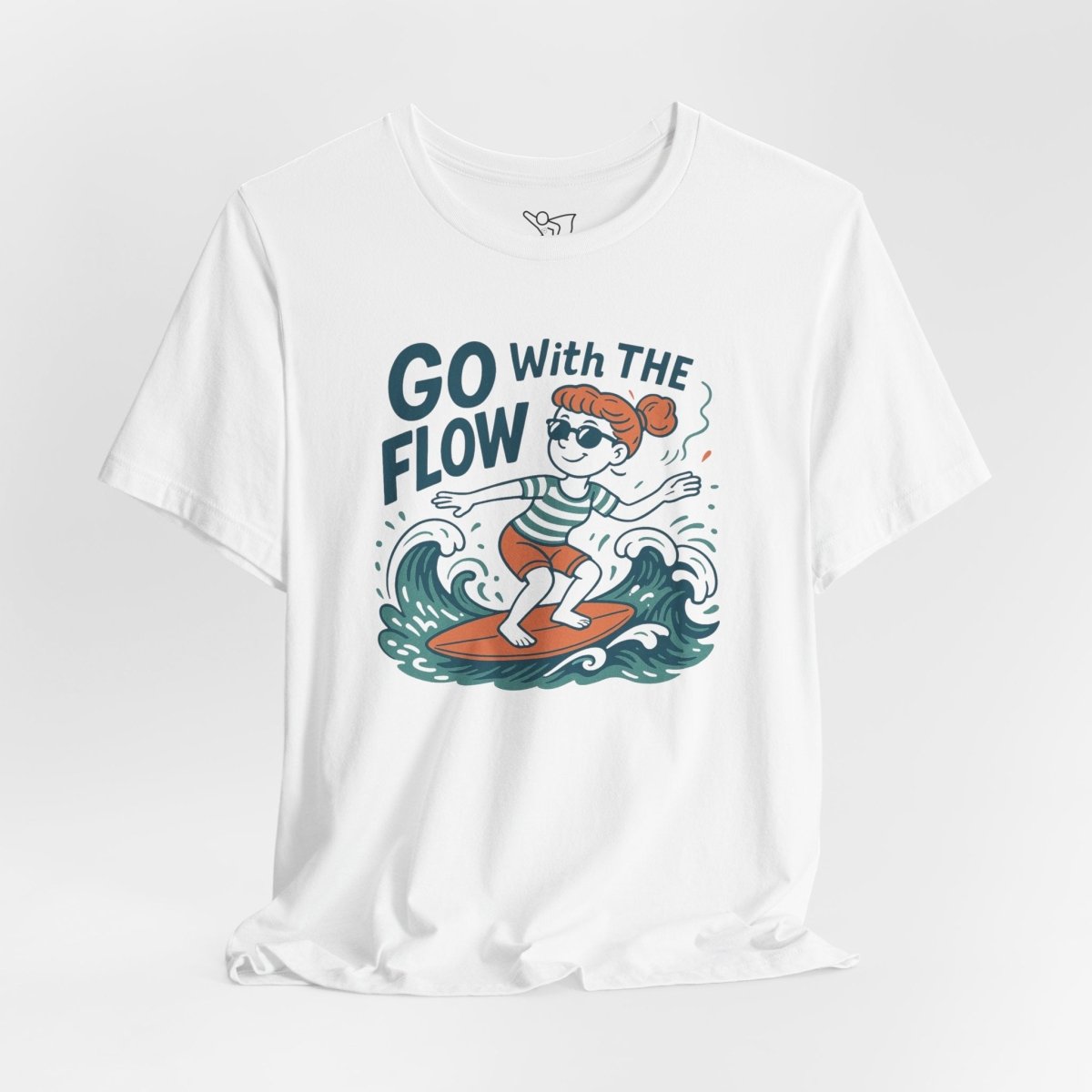"Go With the Flow" Surf Vibes Unisex Tee, Fun Summer Shirt, Gift for Beach Lovers, Casual Wear, Surfing Apparel, Adventure T-Shirt - MINDSet Collection - AI Tee Hero