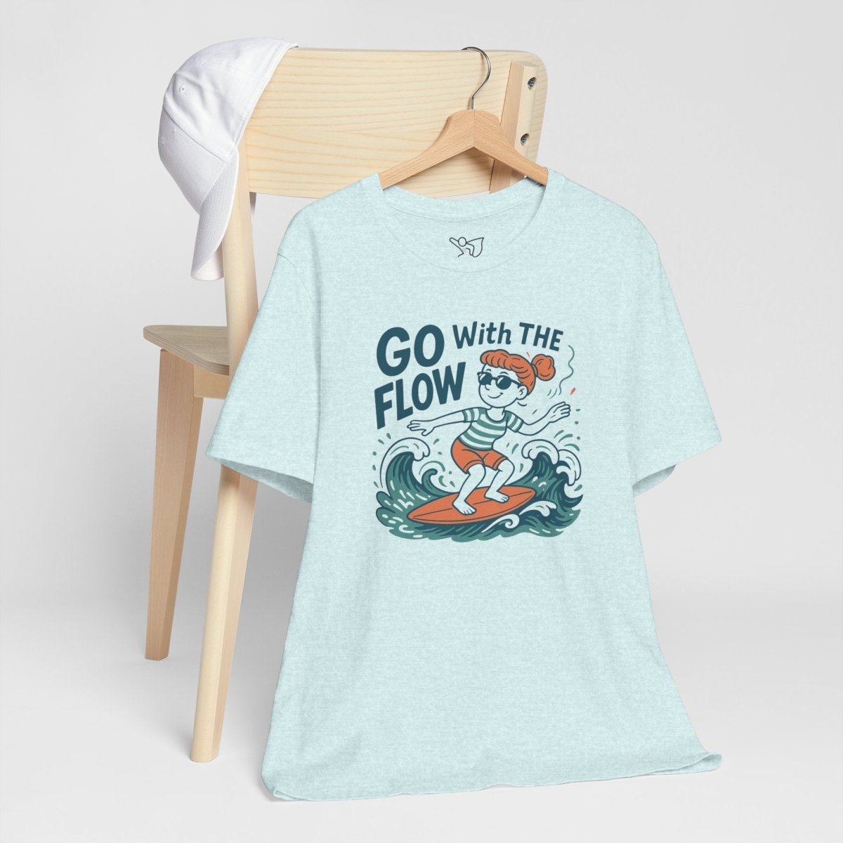 "Go With the Flow" Surf Vibes Unisex Tee, Fun Summer Shirt, Gift for Beach Lovers, Casual Wear, Surfing Apparel, Adventure T-Shirt - MINDSet Collection - AI Tee Hero